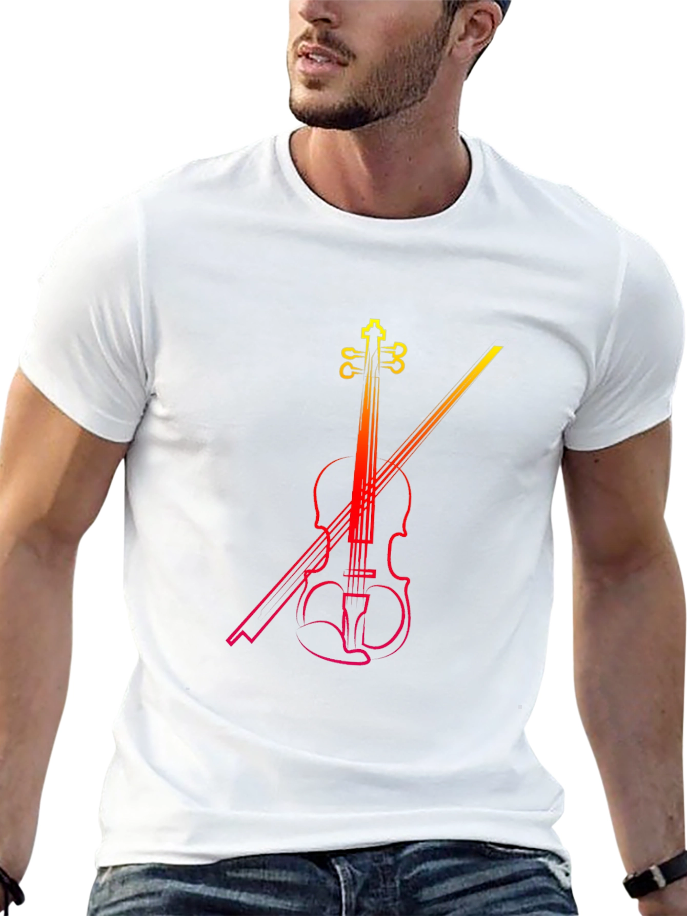 Black Violin Graphic Print Black T-Shirt view 13