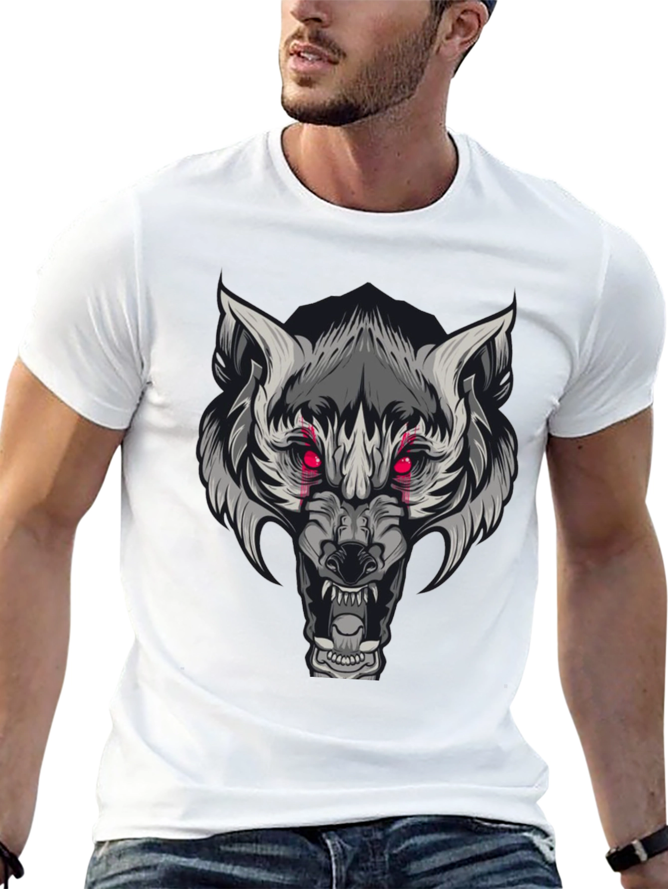 Black Wolf Graphic Print Tee - Men's Short Sleeve view 13
