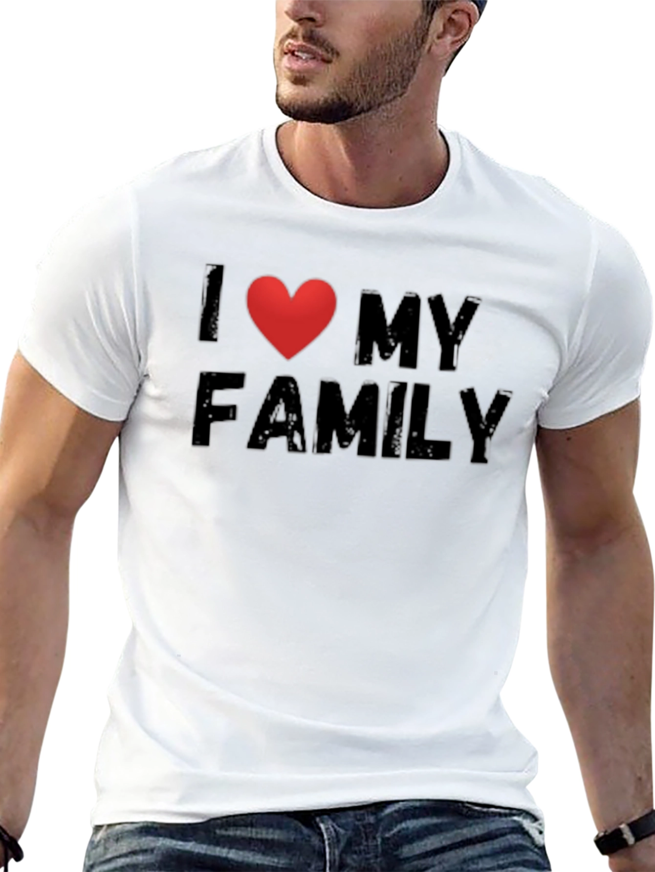 Black I Heart My Family Black Cotton T-Shirt view 13