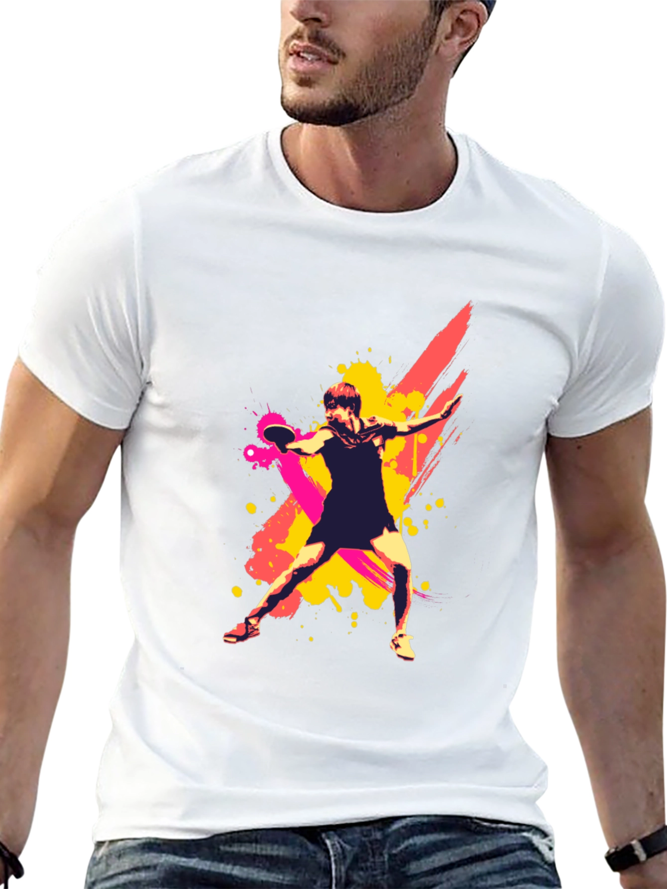 Black Tennis Player Graphic T-Shirt - Cool Sports Tee view 13