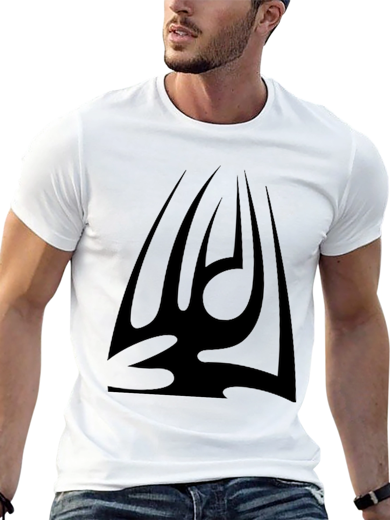 Black Bold Black Graphic Tee - Tribal Design view 13