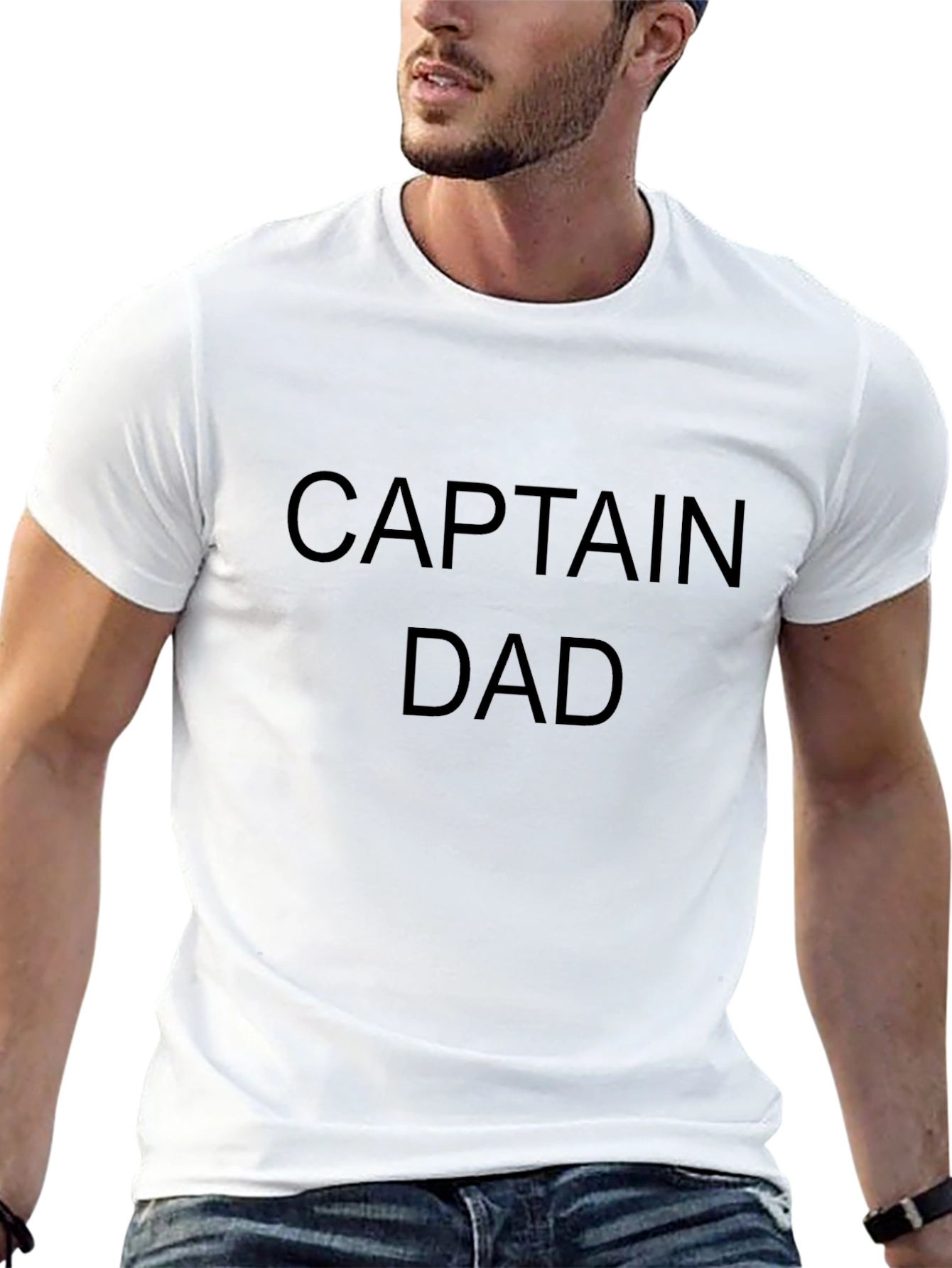 Black Captain Dad Black Graphic T-Shirt view 13
