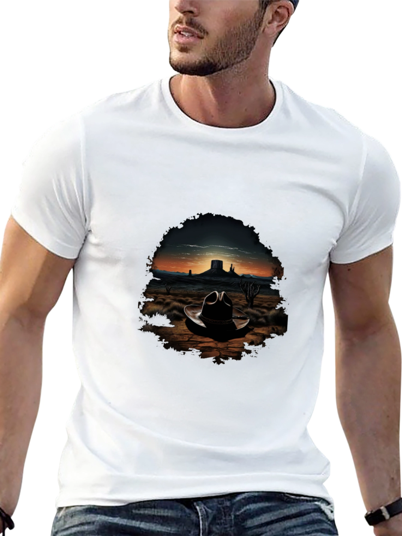 Black Desert Cowboy Hat T-Shirt - Western Graphic Tee view 13