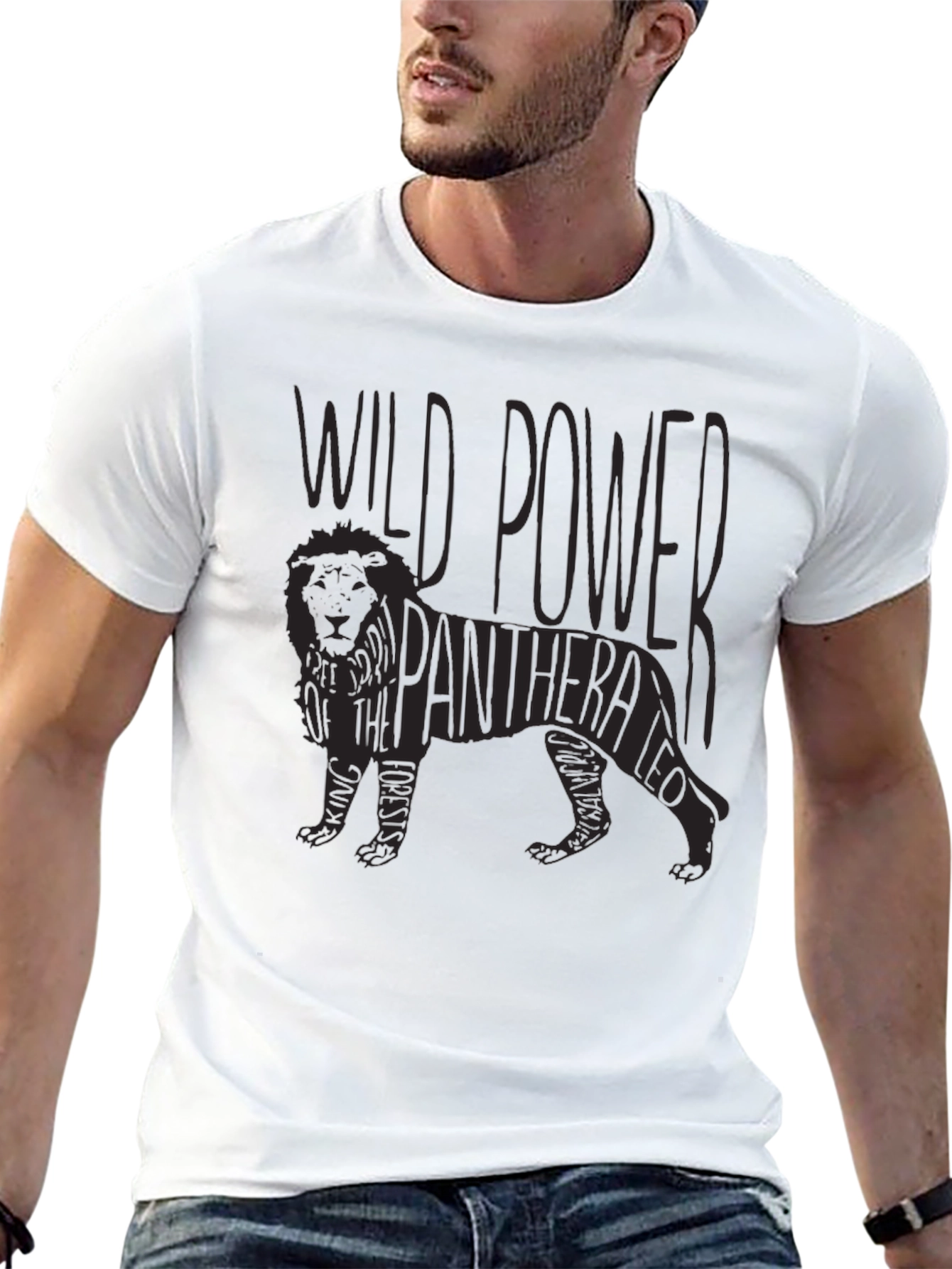 Black Wild Power Panthera Leo Graphic T-Shirt view 13