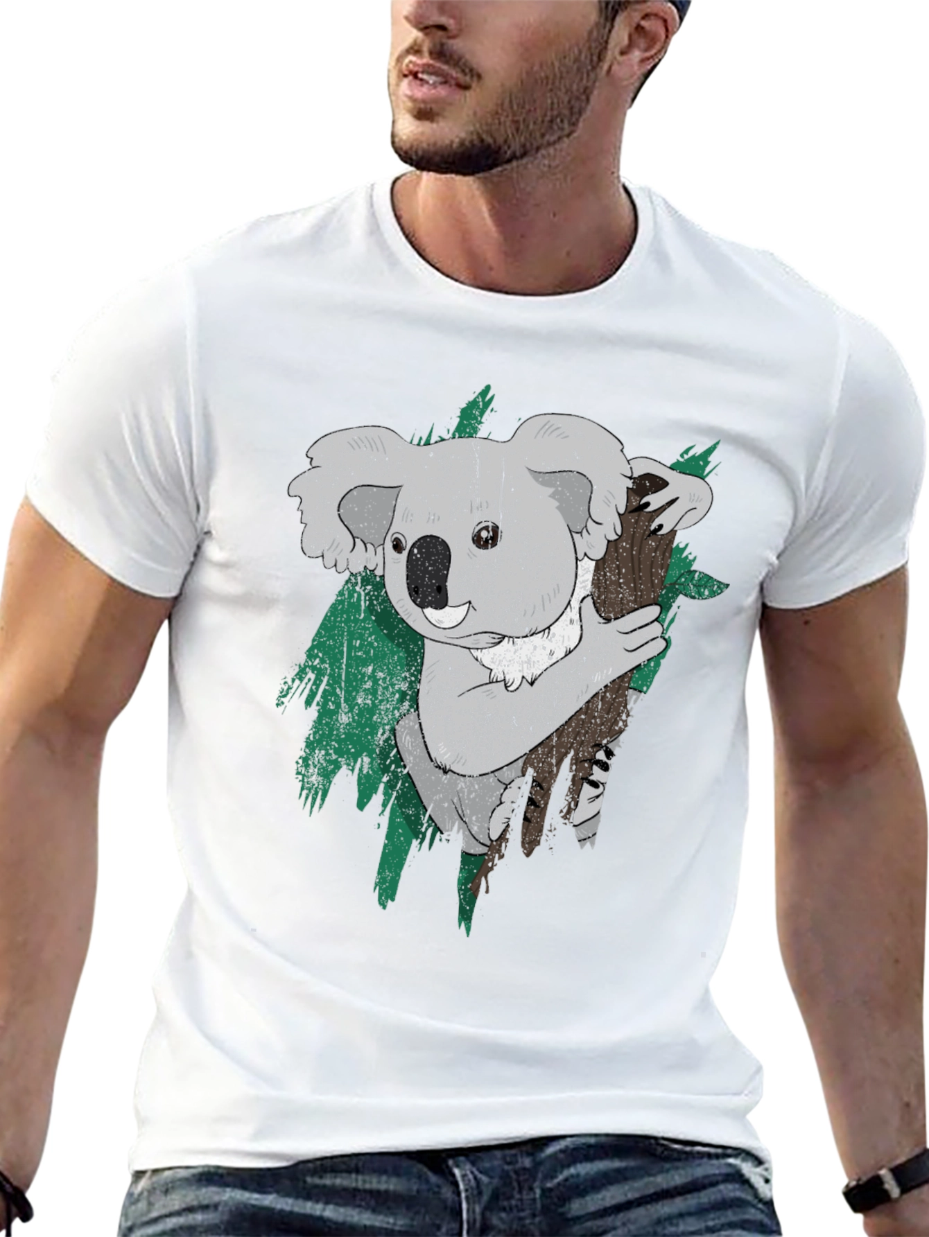 Black Koala Bear Graphic Print Black T-Shirt view 13