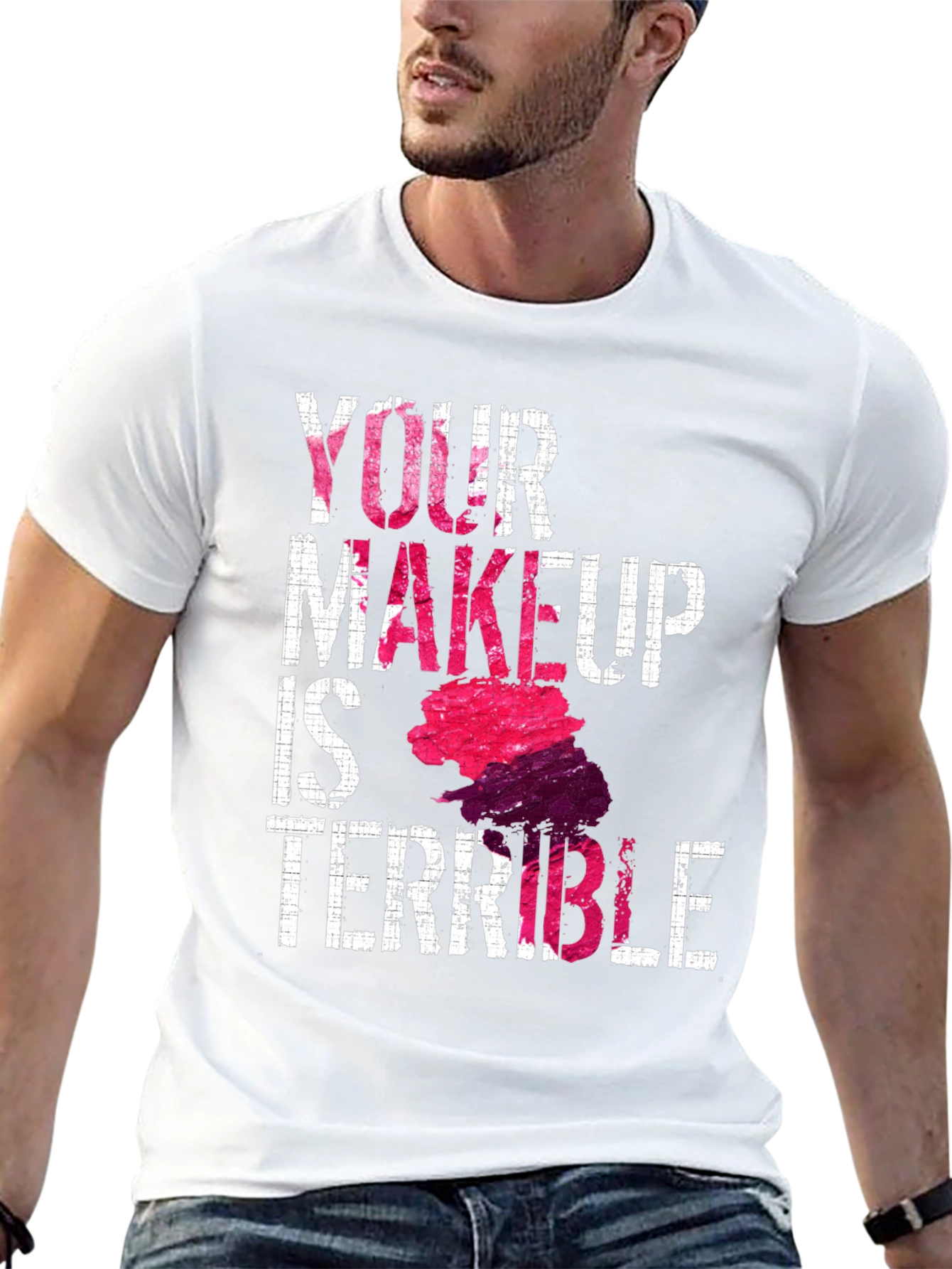 Black Funny Makeup T-Shirt - Your Makeup Is Terrible view 13