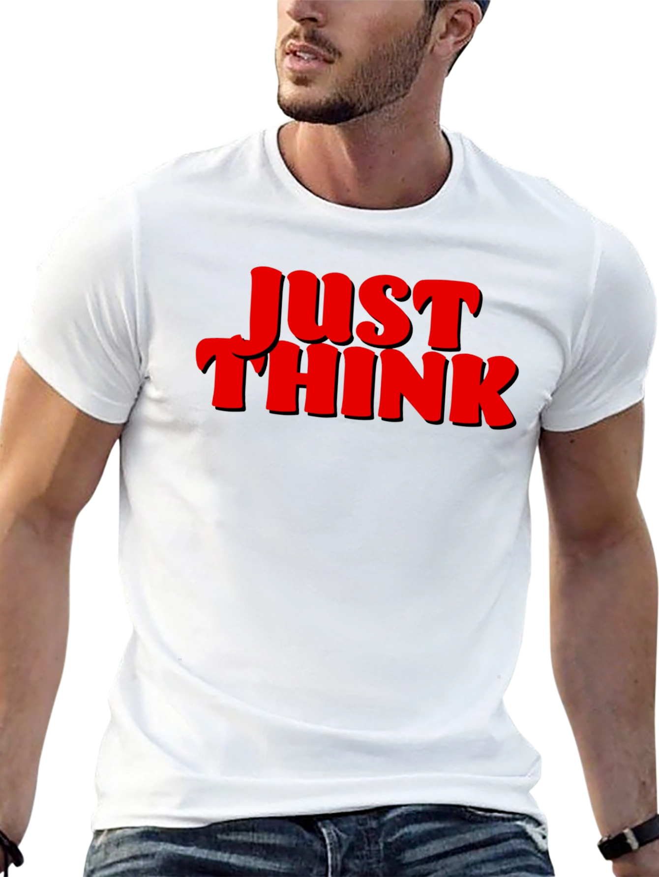 Black Just Think Graphic Tee - Bold Statement Shirt view 13