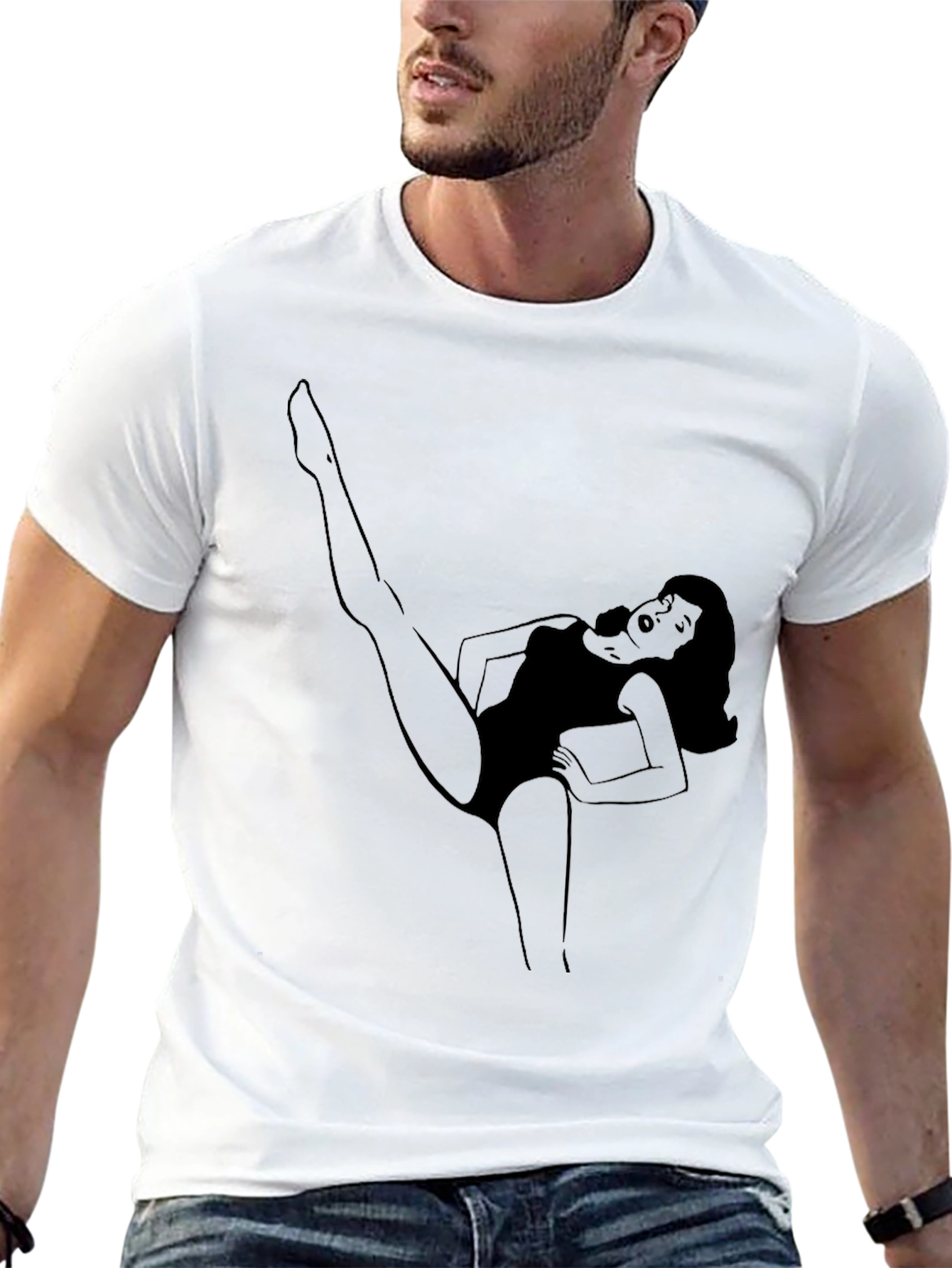 Black Retro Cartoon Woman Tee - Black view 13