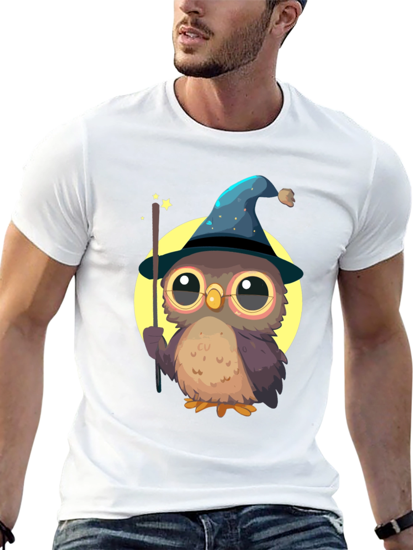 Black Wizard Owl T-Shirt - Cute & Quirky Tee for Magic Lovers view 13