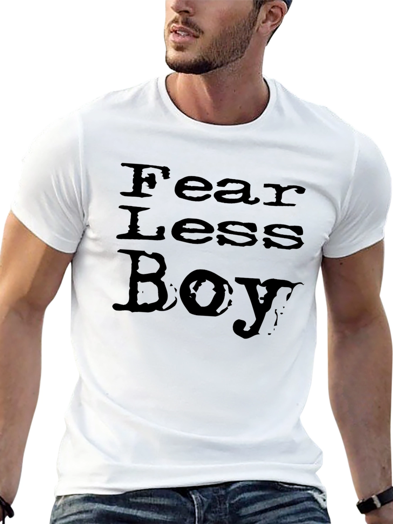 Black Fearless Boy Graphic Tee - Premium Cotton T-Shirt view 13