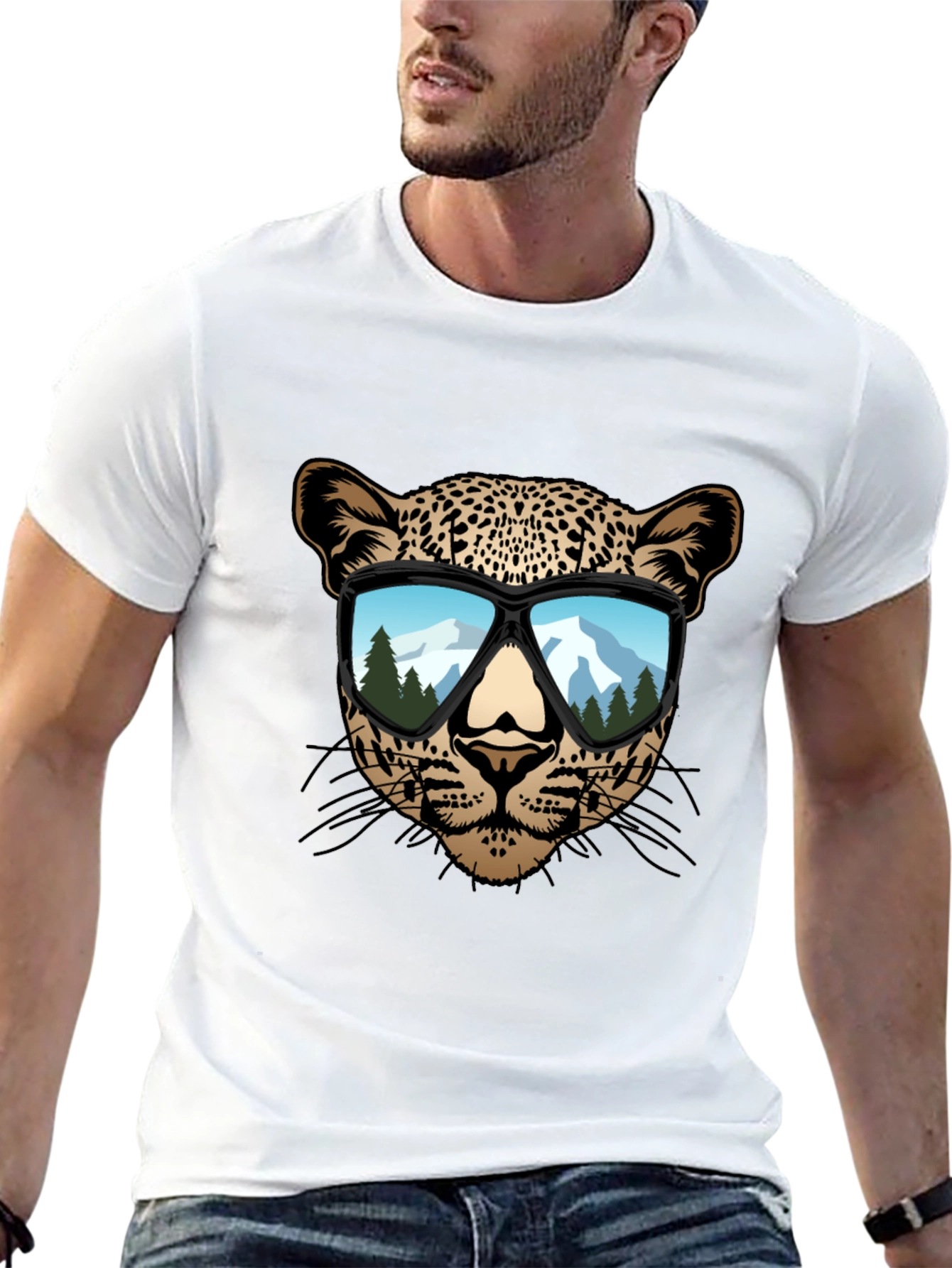 Black Cool Leopard Graphic Tee - Men's Black T-Shirt view 13