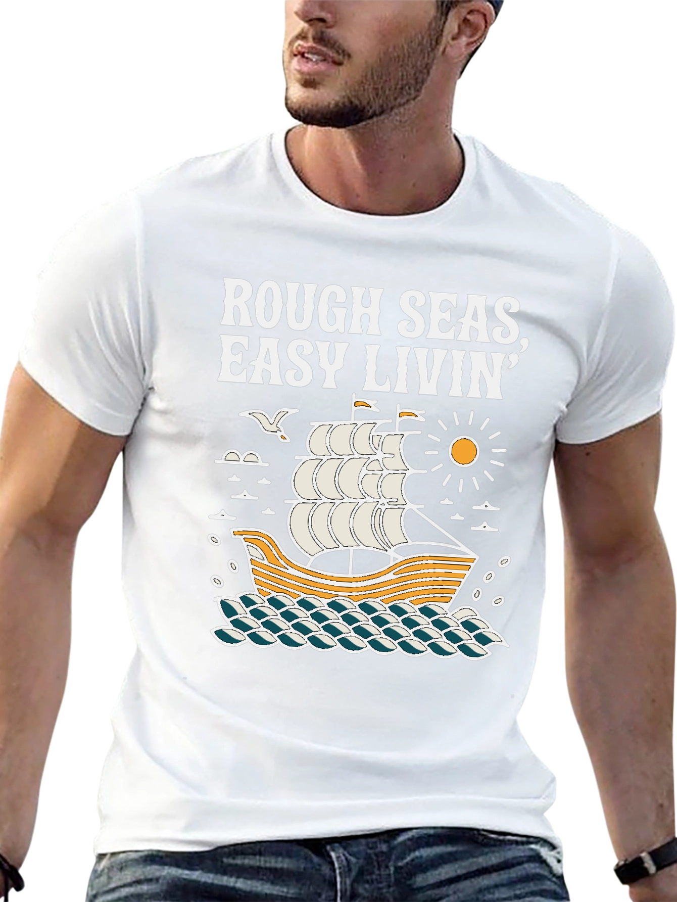 Black Rough Seas, Easy Livin' Black Graphic Tee view 13