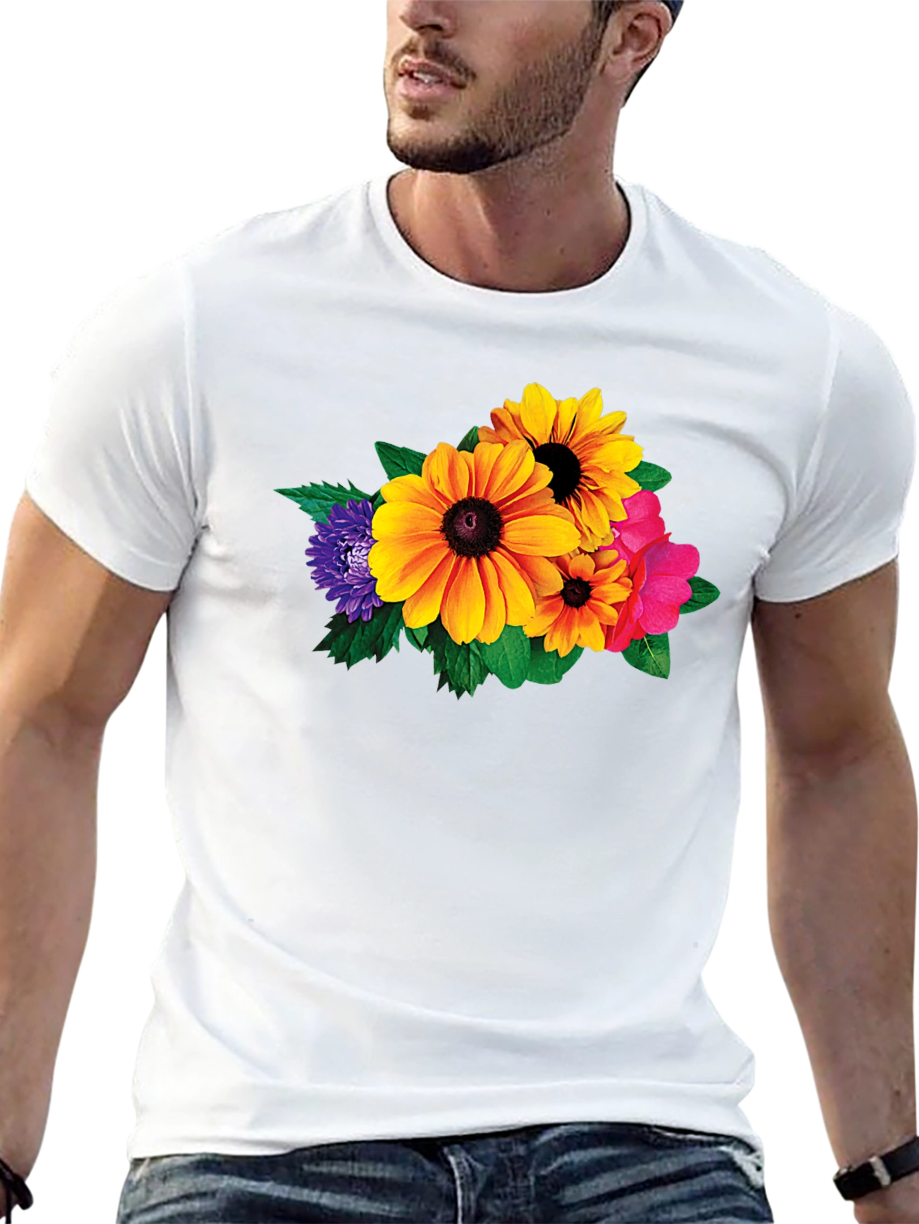 Black Floral Graphic Black T-Shirt view 13