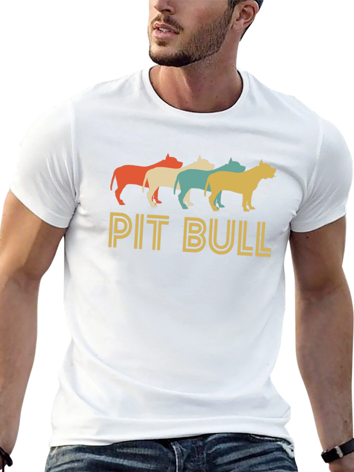 Black Retro Pit Bull Graphic Tee - Black Cotton Blend view 13