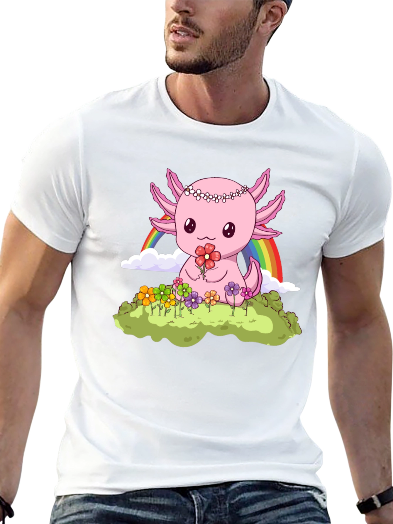 Black Axolotl Rainbow T-Shirt view 13