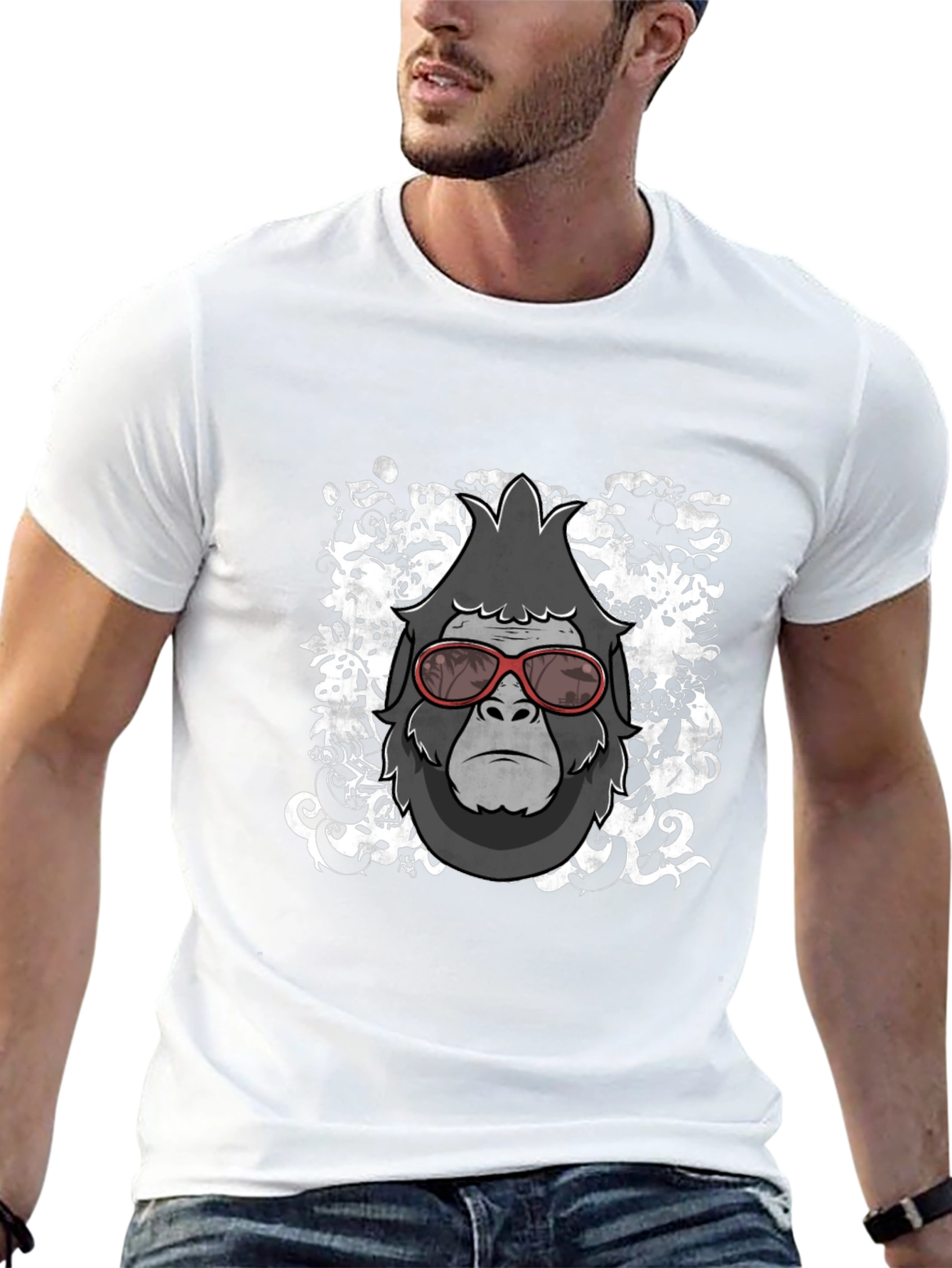 Black Cool Gorilla Graphic Tee - Black Cotton Blend T-Shirt view 13