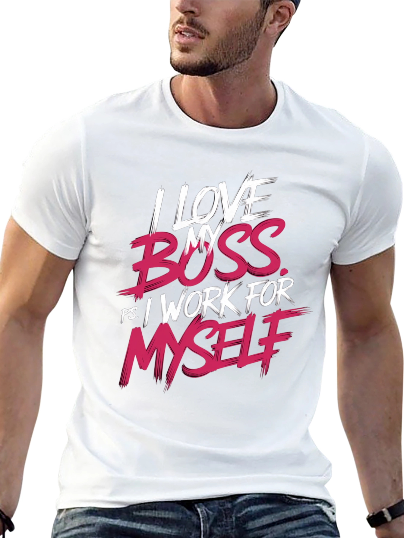 Black I Love My Boss T-Shirt - Funny Self-Employed Tee view 13