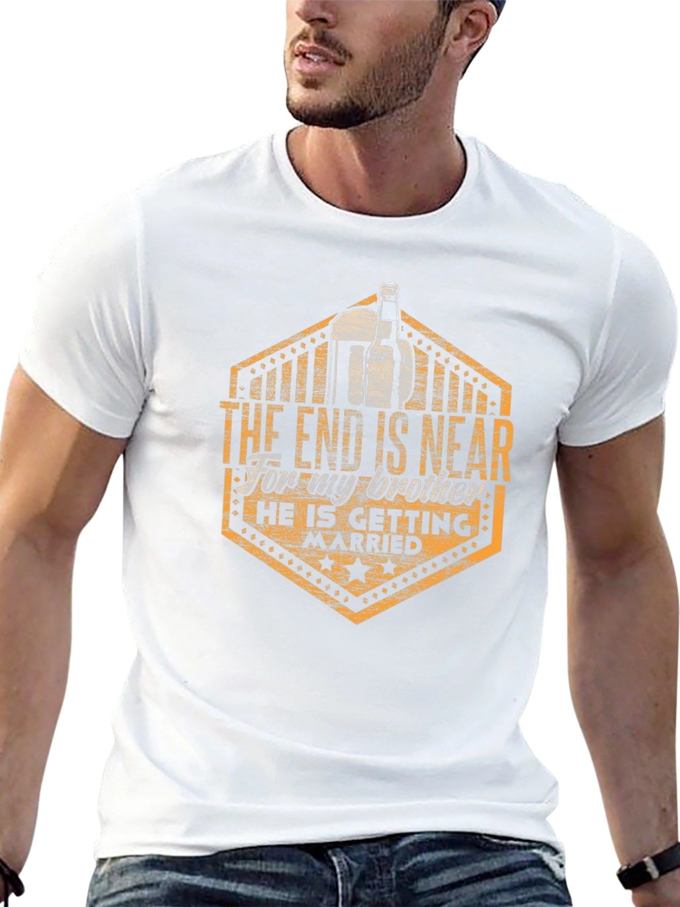 Black Funny The End is Near Brother Wedding T-Shirt view 13