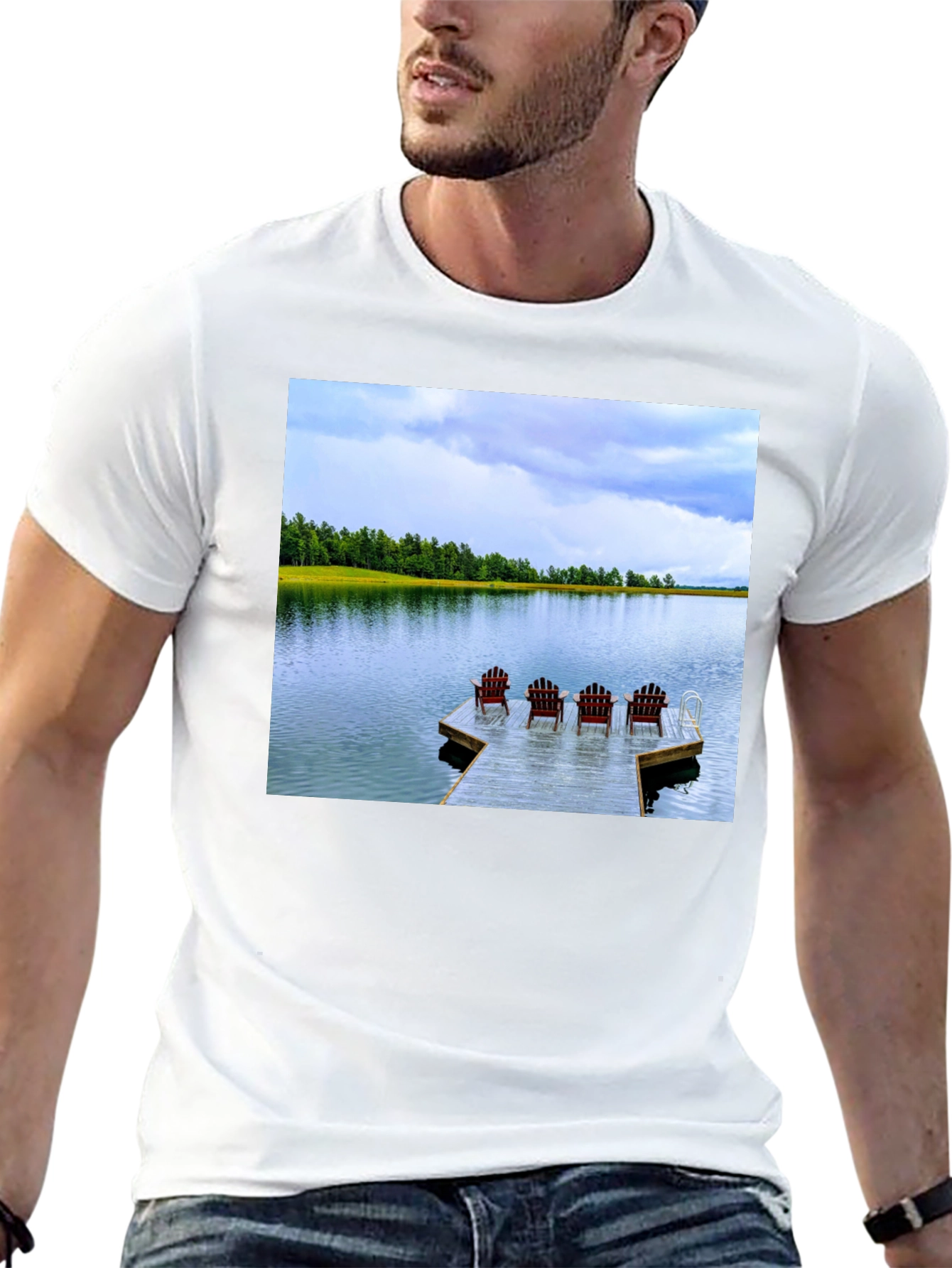 Black Lake View T-Shirt: Relax on the Dock view 13