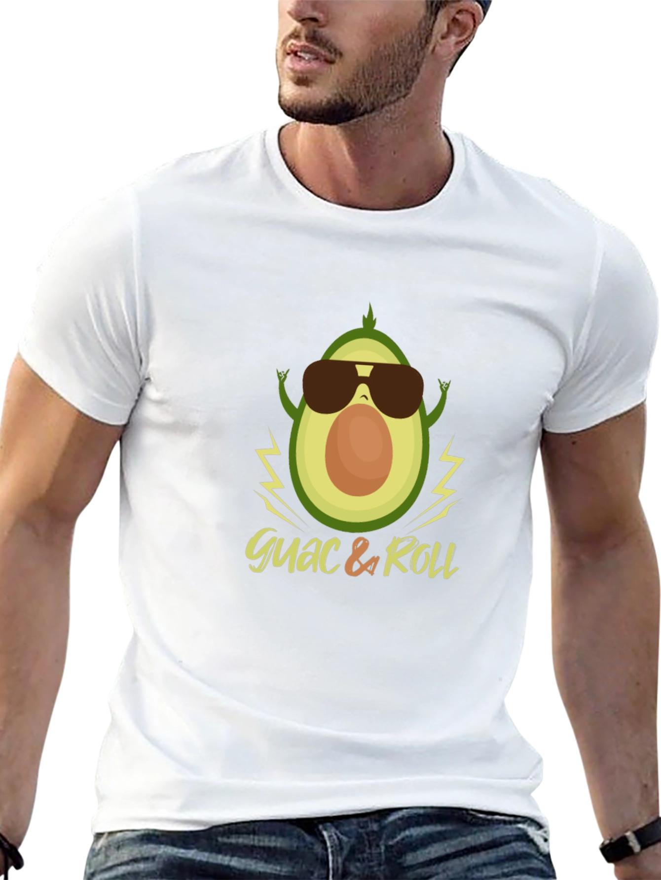 Black Guac & Roll Graphic Tee - Avocado Sunglasses Rock T-Shirt view 13