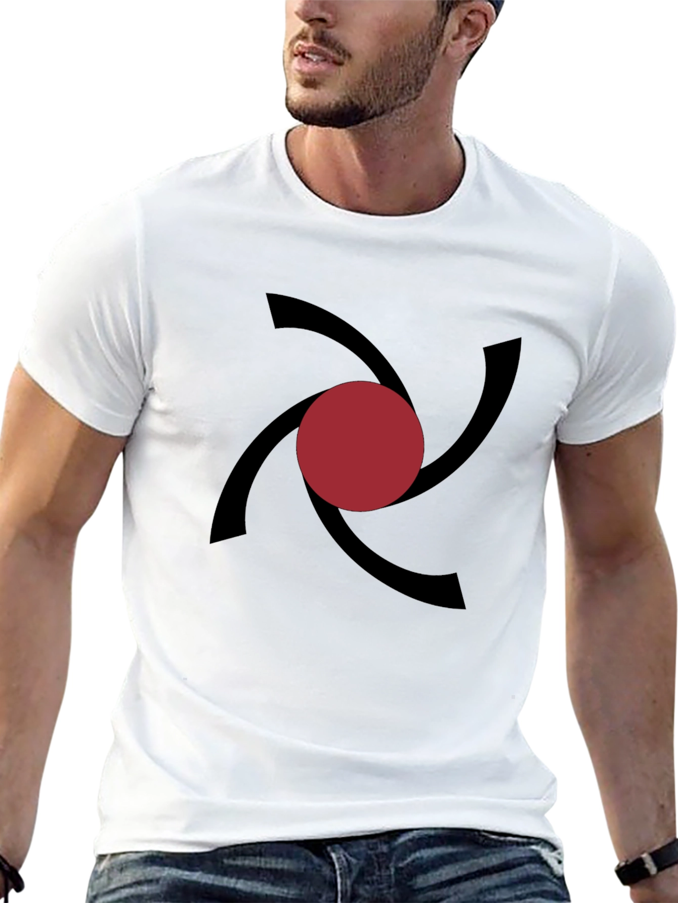 Black Modern Vortex Graphic Tee - Black Cotton Comfort view 13