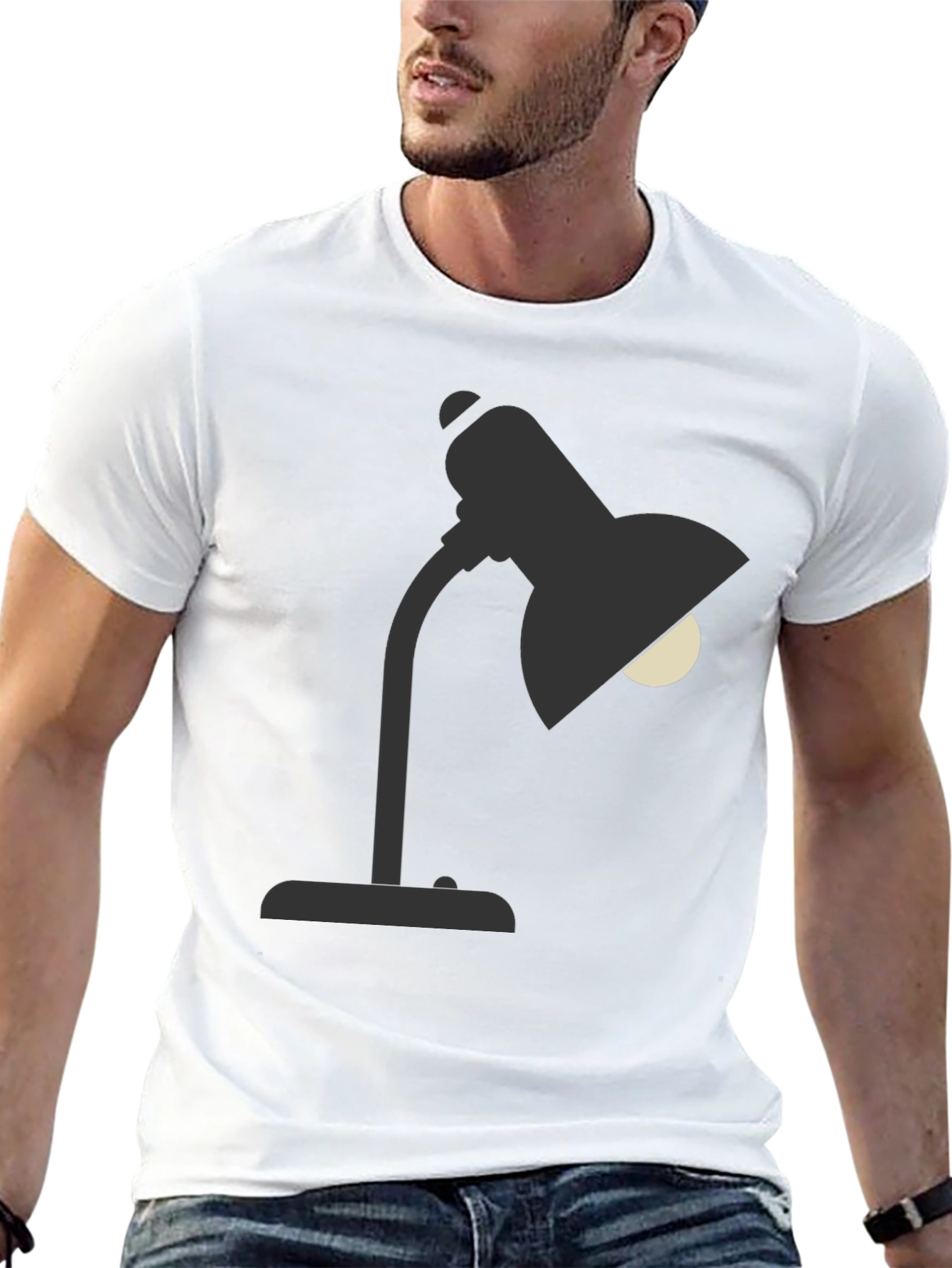 Black Desk Lamp Graphic Tee - Modern Black T-Shirt view 13