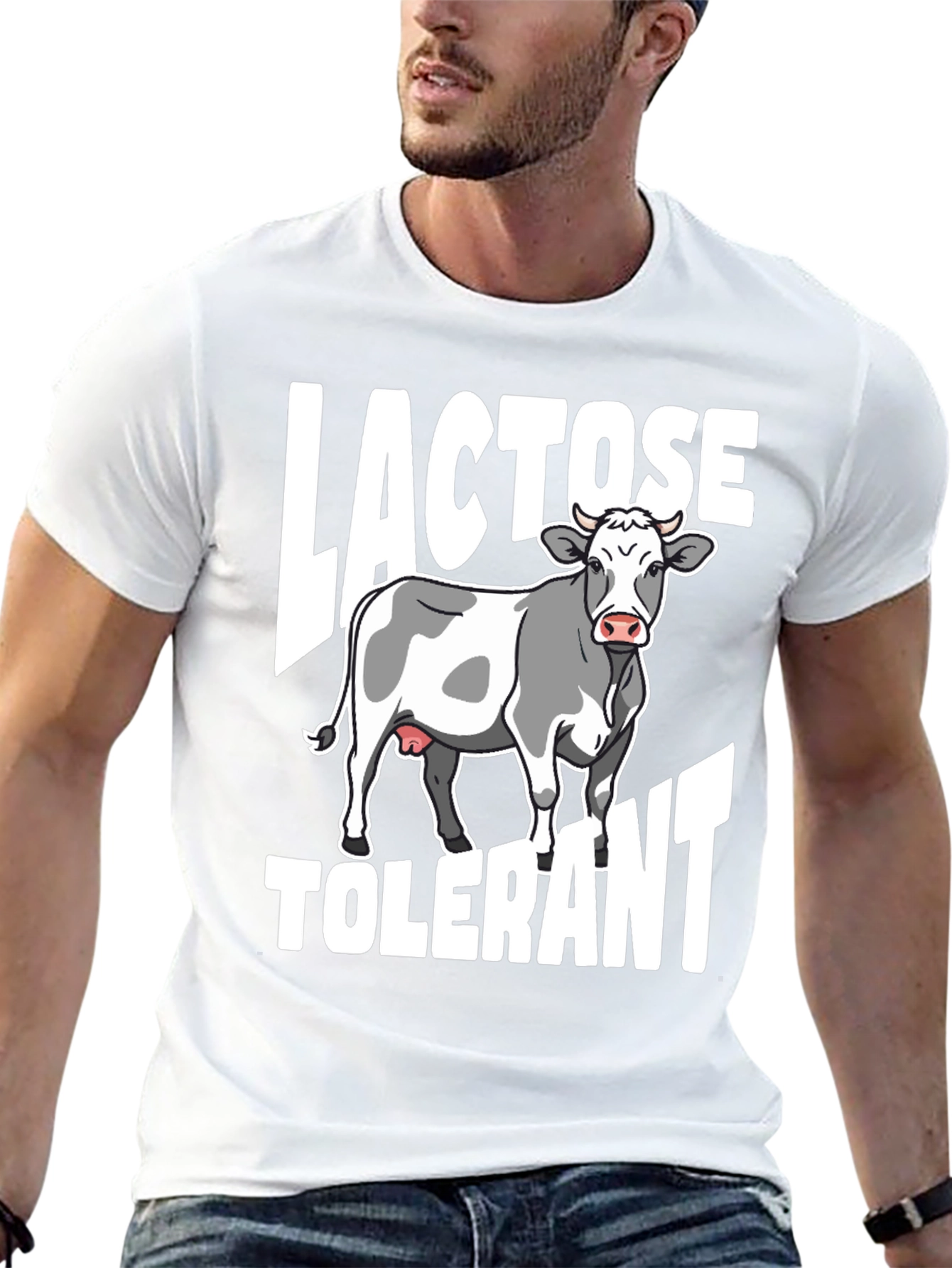 Black Lactose Tolerant T-Shirt with Cow Graphic view 13