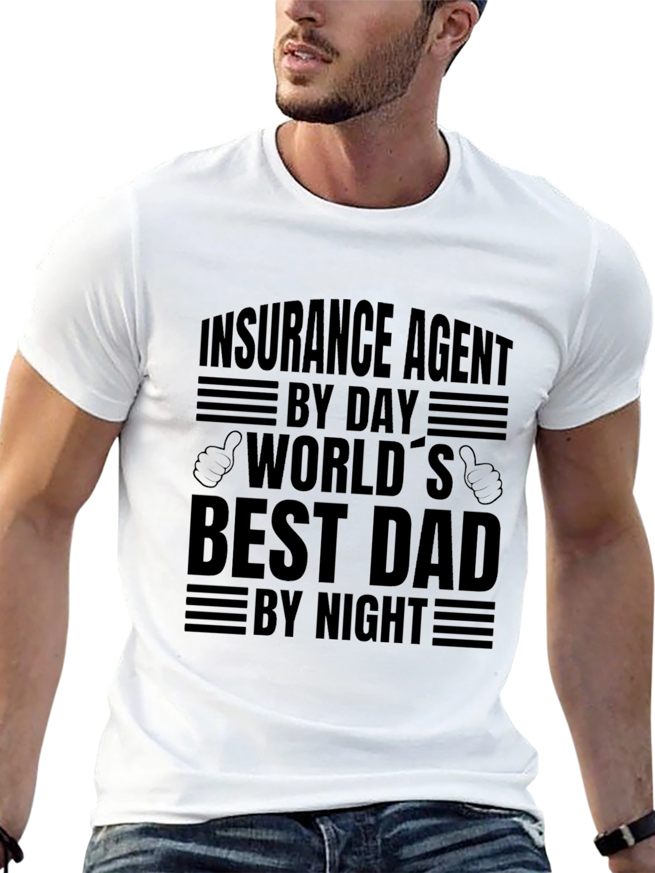 Black Insurance Agent Dad T-Shirt - Best Dad By Night! view 13
