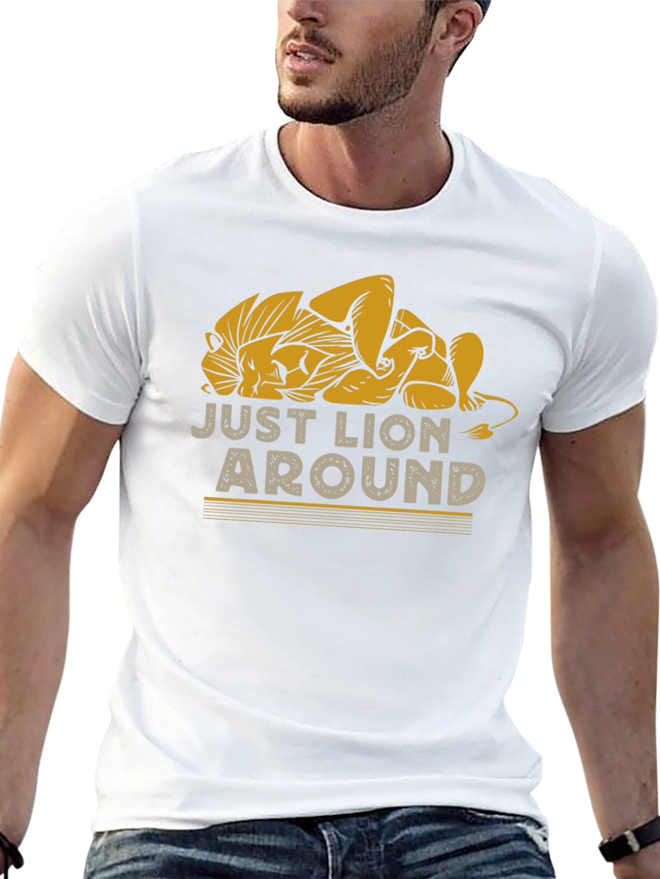 Black Just Lion Around Graphic T-Shirt, Relaxed Fit view 13