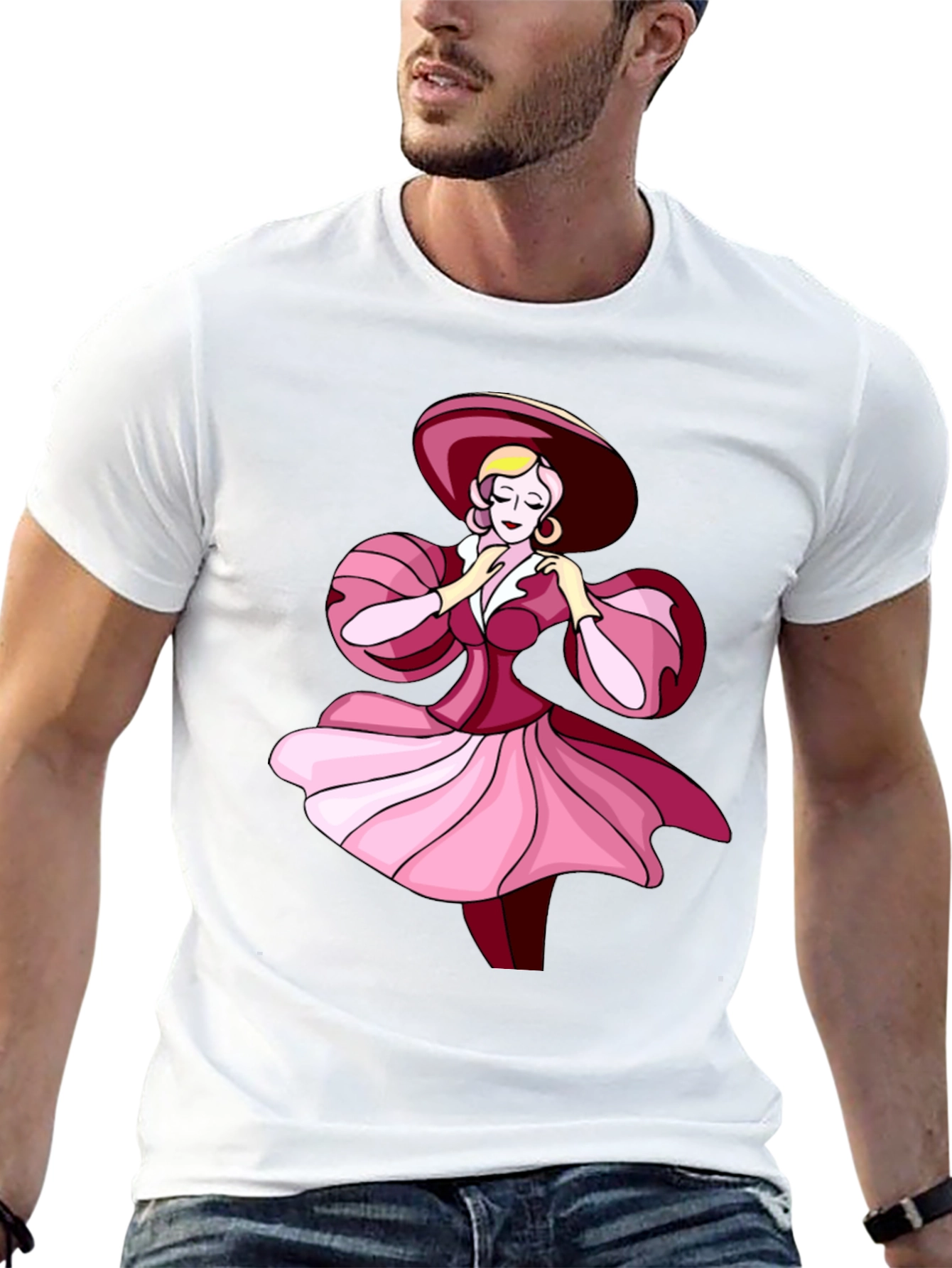 Black Vintage Lady T-Shirt - Fashion Illustration Tee view 13