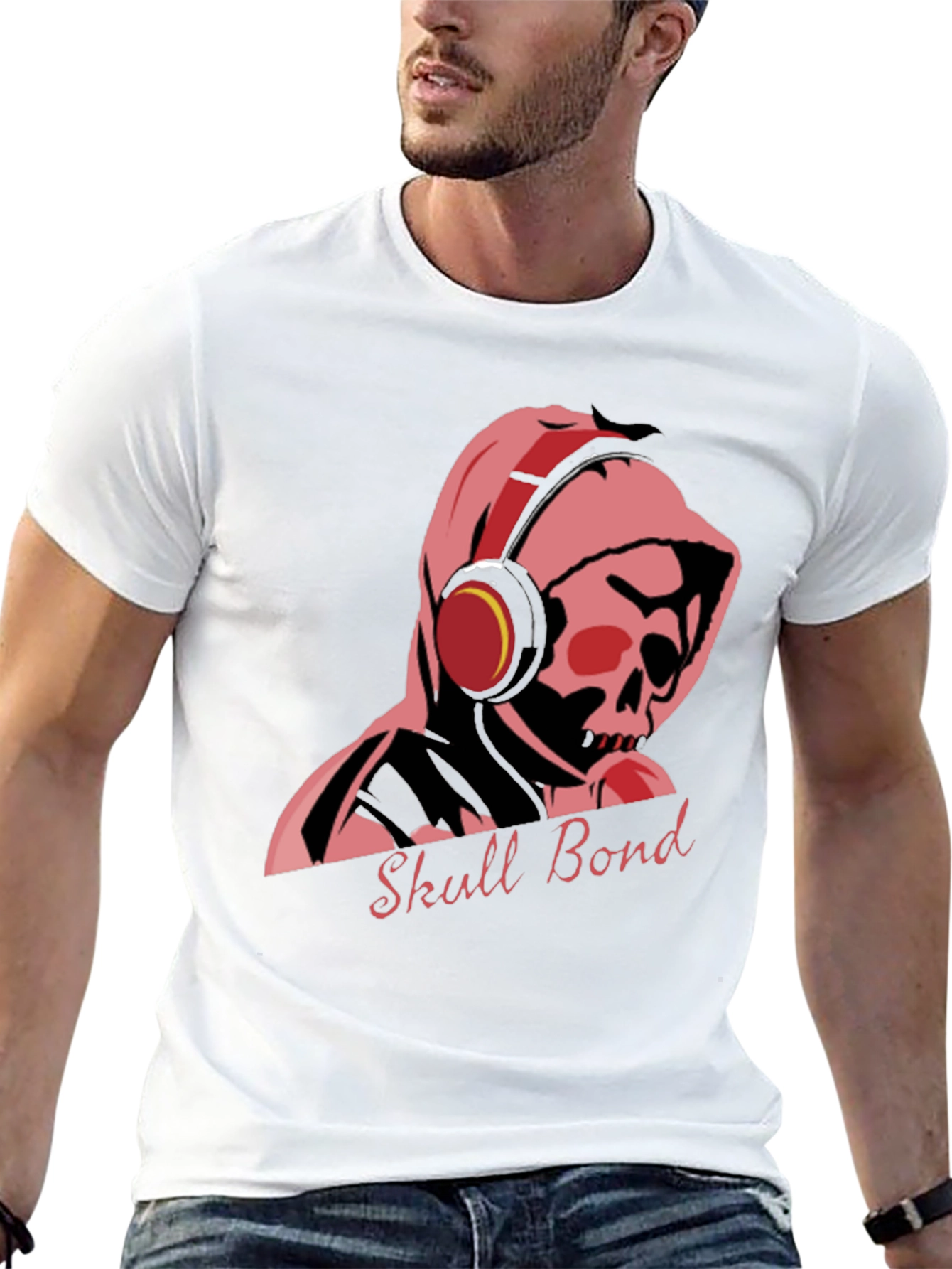 Skull Bond Graphic Tee - Cool Black Cotton T-Shirt - 13