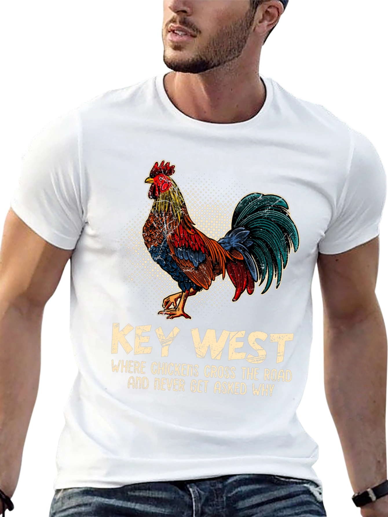 Black Key West Chicken T-Shirt - Funny Graphic Tee view 13
