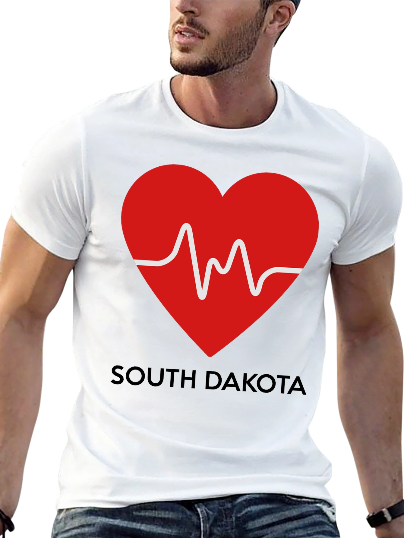 Black South Dakota Heartbeat T-Shirt view 13