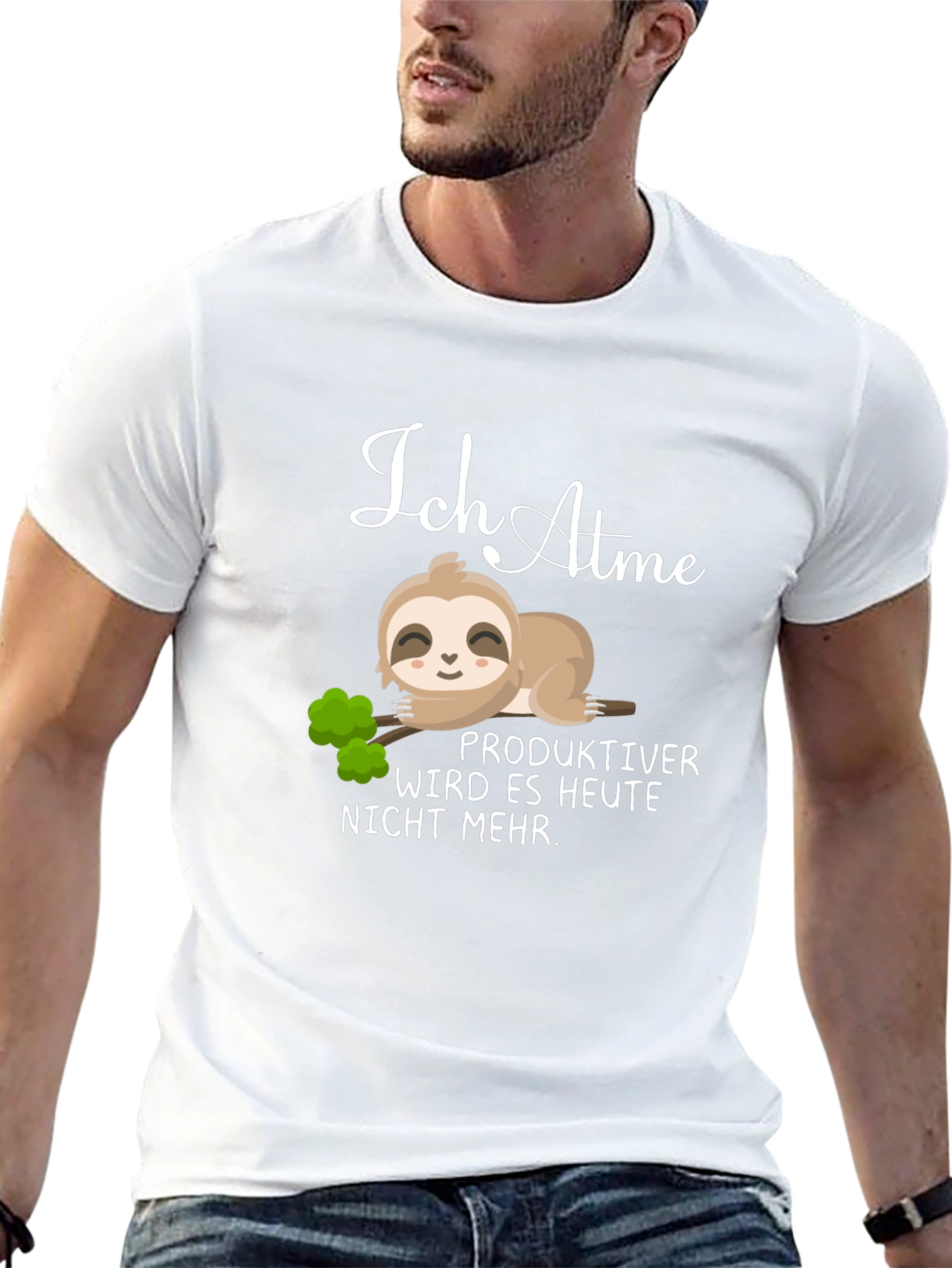 Black Funny Sloth Graphic T-Shirt - Ich Atme Design view 13
