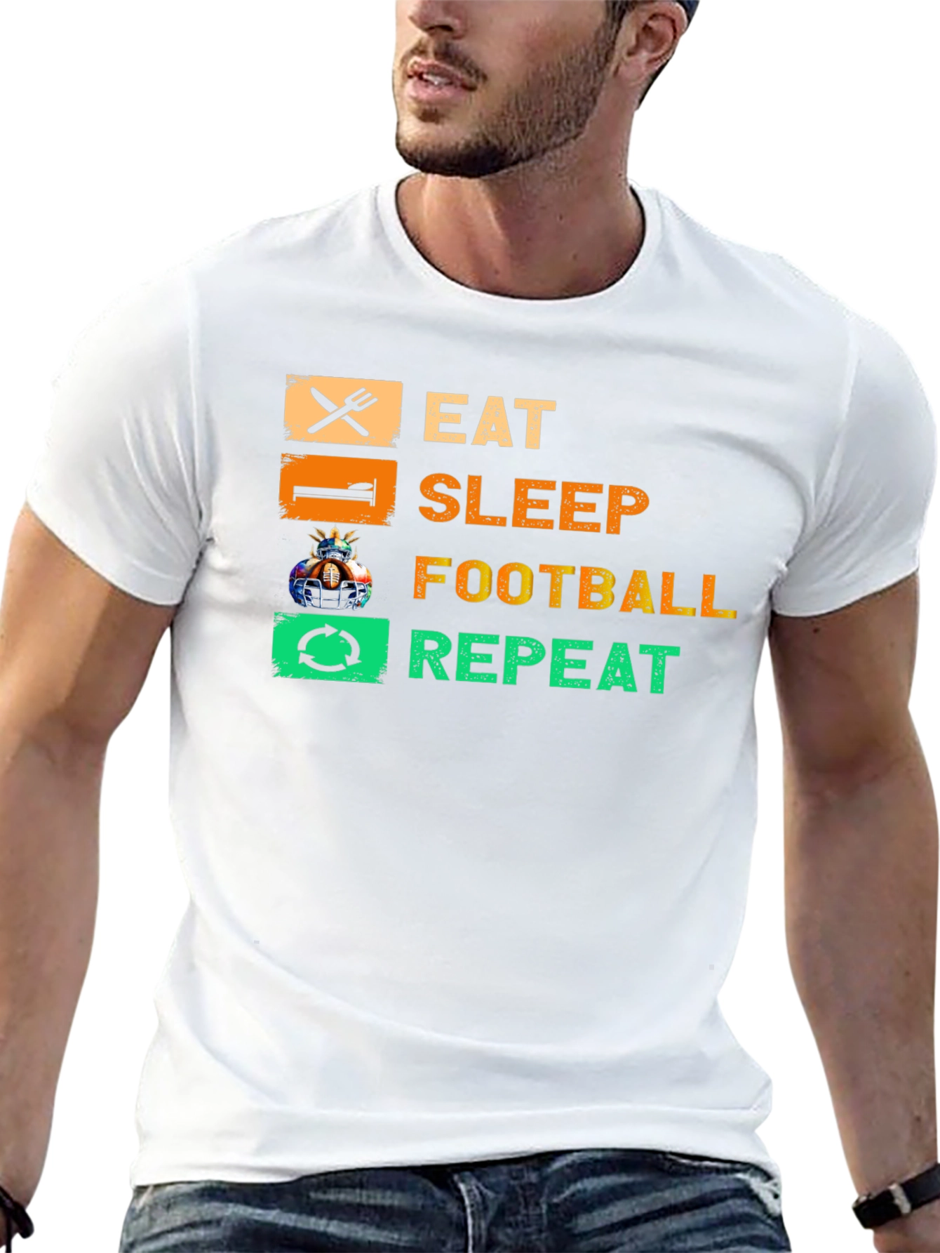Black Eat Sleep Football Repeat T-Shirt view 13
