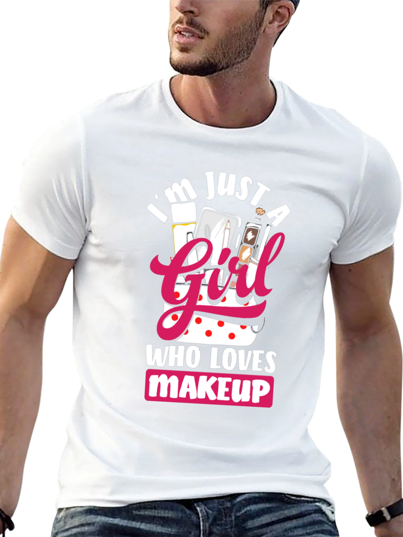 Black I'm Just a Girl Who Loves Makeup T-Shirt view 13