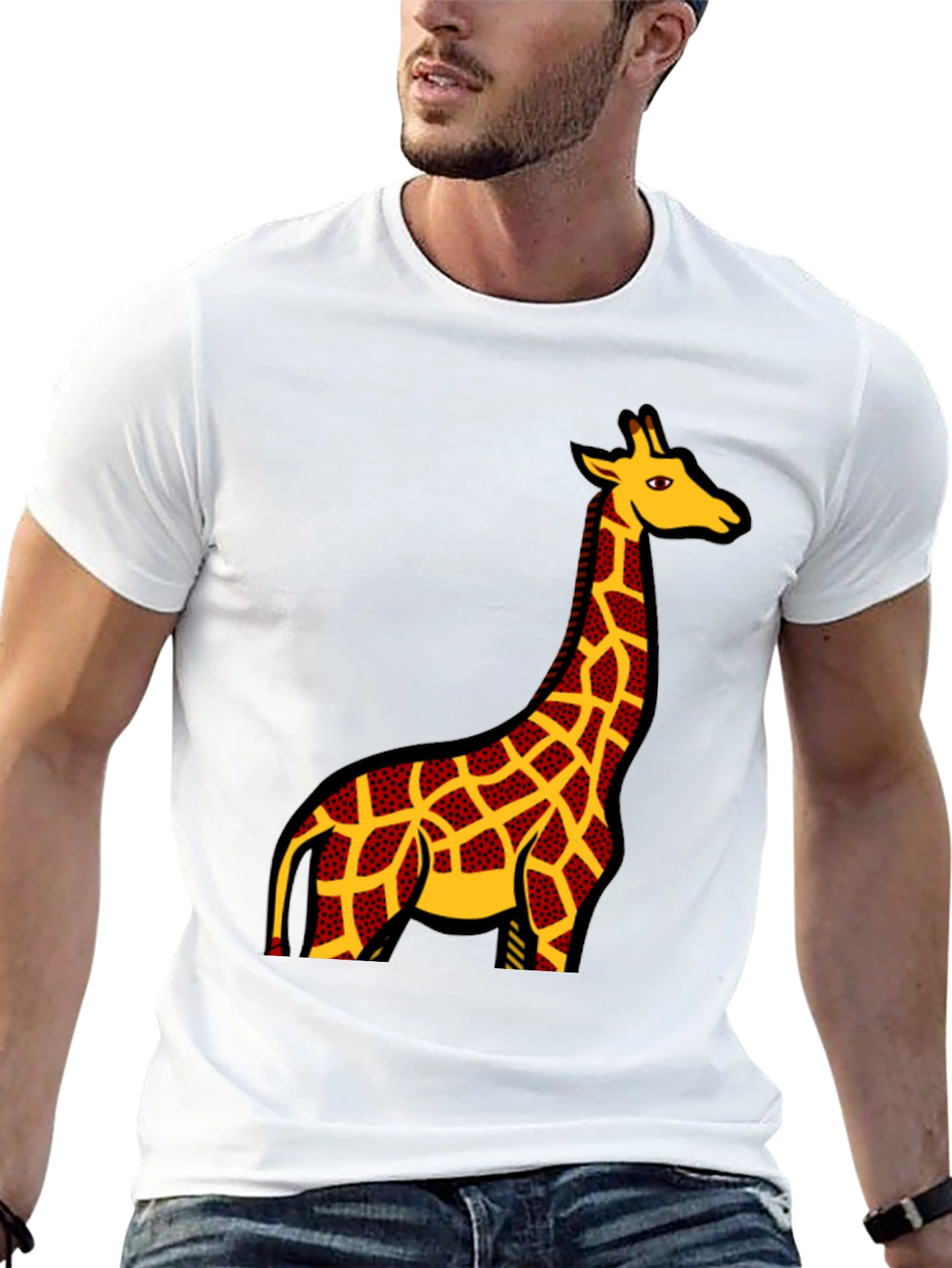 Black Giraffe Print Black T-Shirt view 13