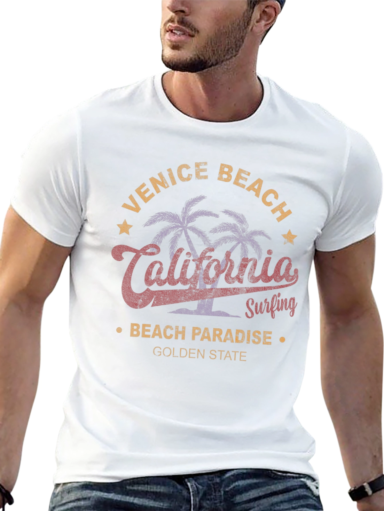 Black Venice Beach California Surfing Graphic T-Shirt view 13
