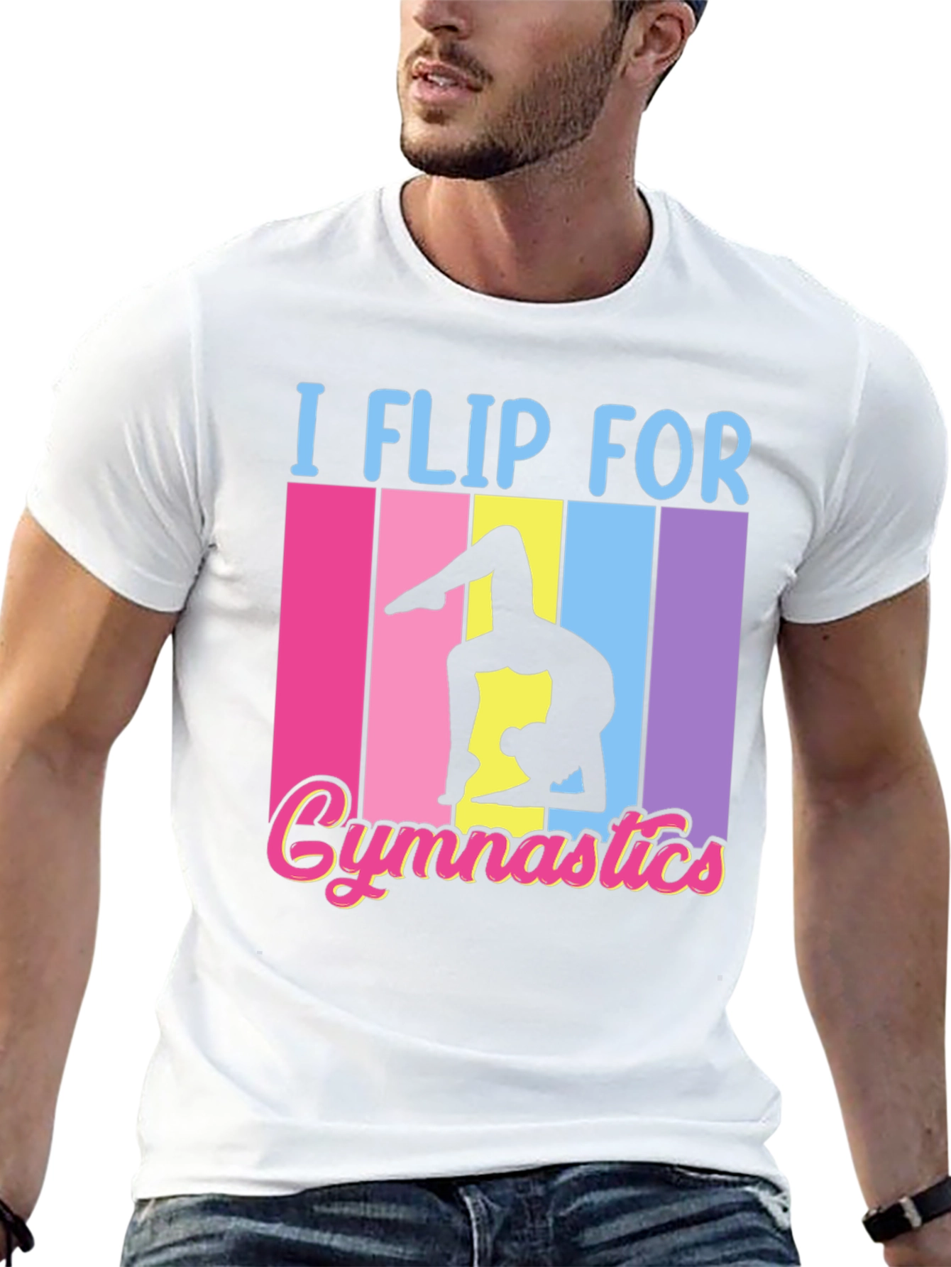 Black I Flip For Gymnastics Black T-Shirt view 13