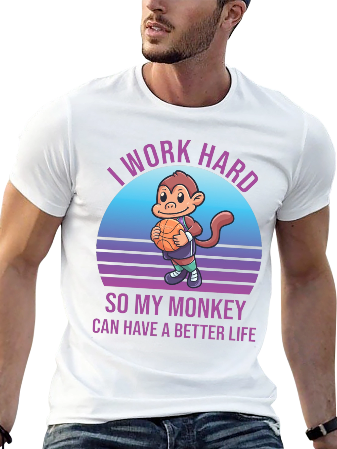 Black I Work Hard So My Monkey Can Have A Better Life T-Shirt view 13