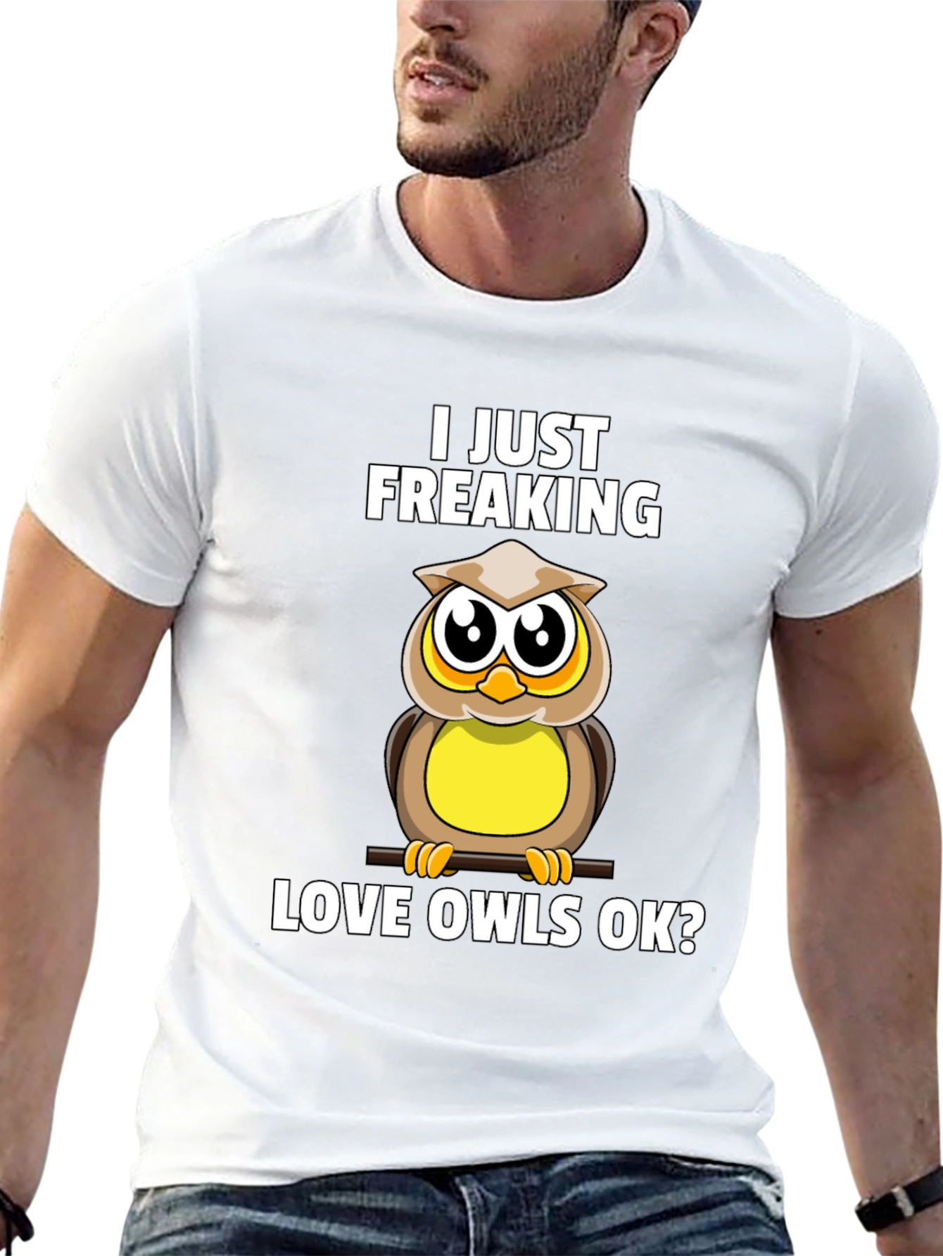 Black I Just Freaking Love Owls Black Graphic T-Shirt view 13