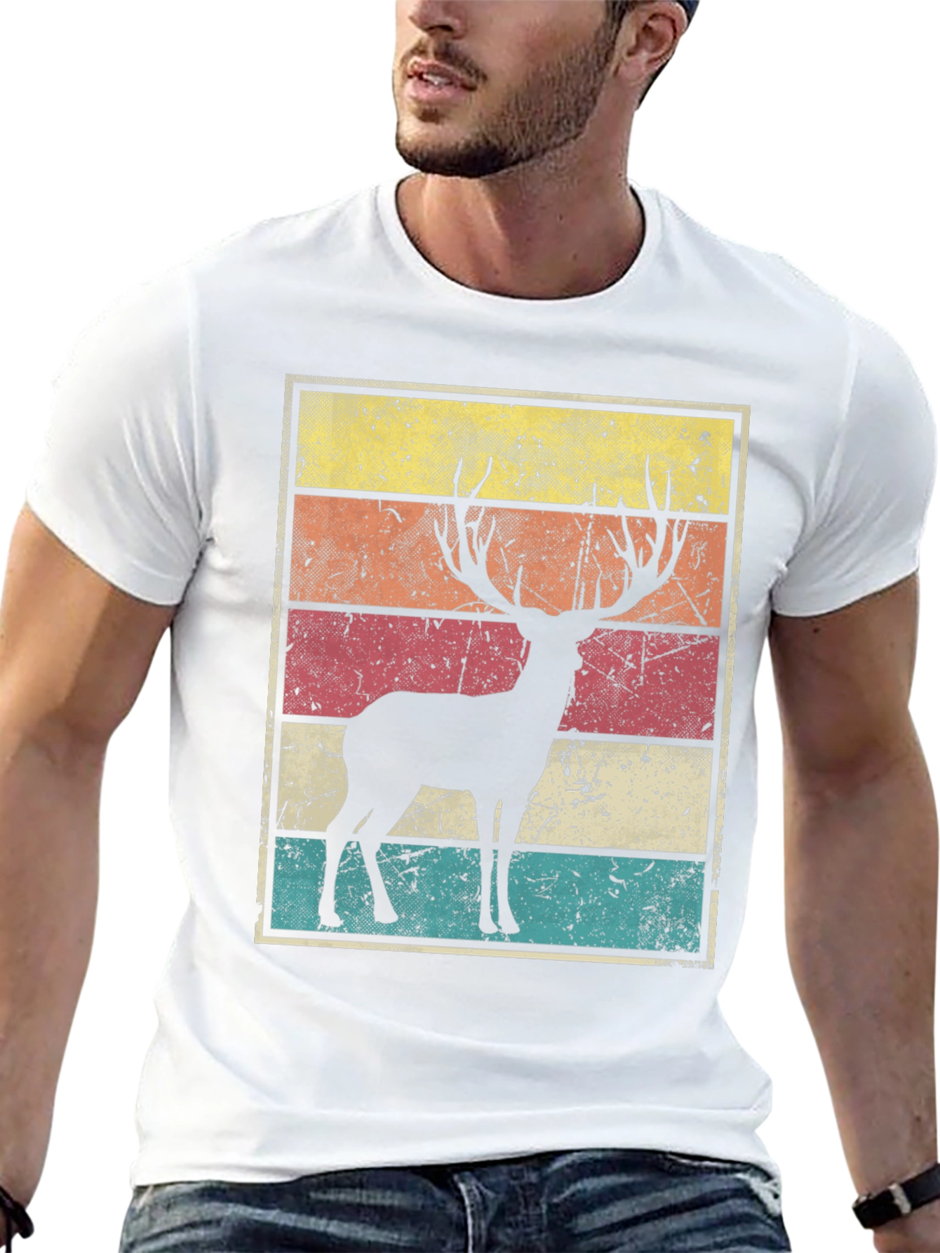 Black Retro Deer Graphic Tee - Vintage Style view 13