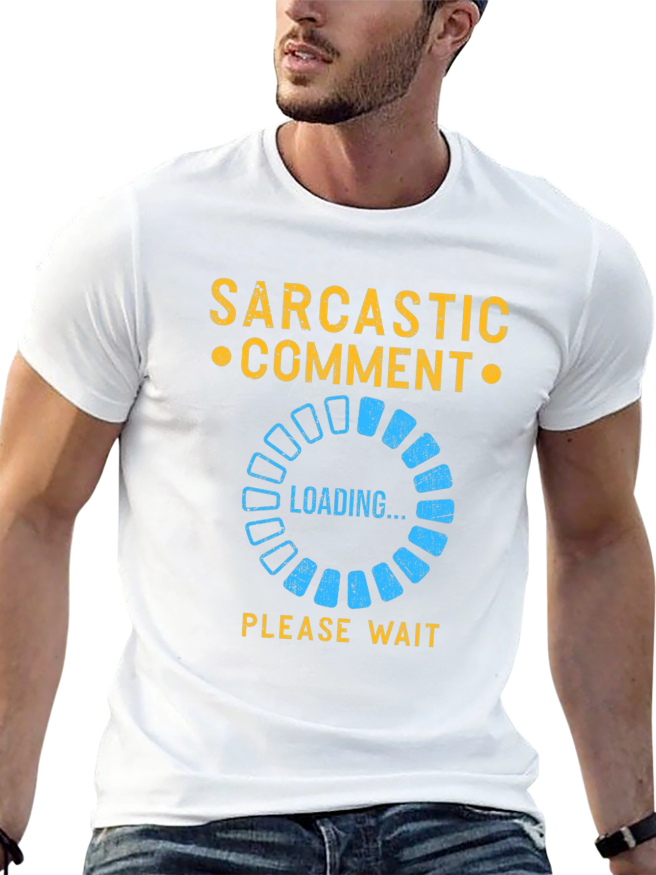 Black Sarcastic Comment Loading T-Shirt - Funny Novelty Tee view 13
