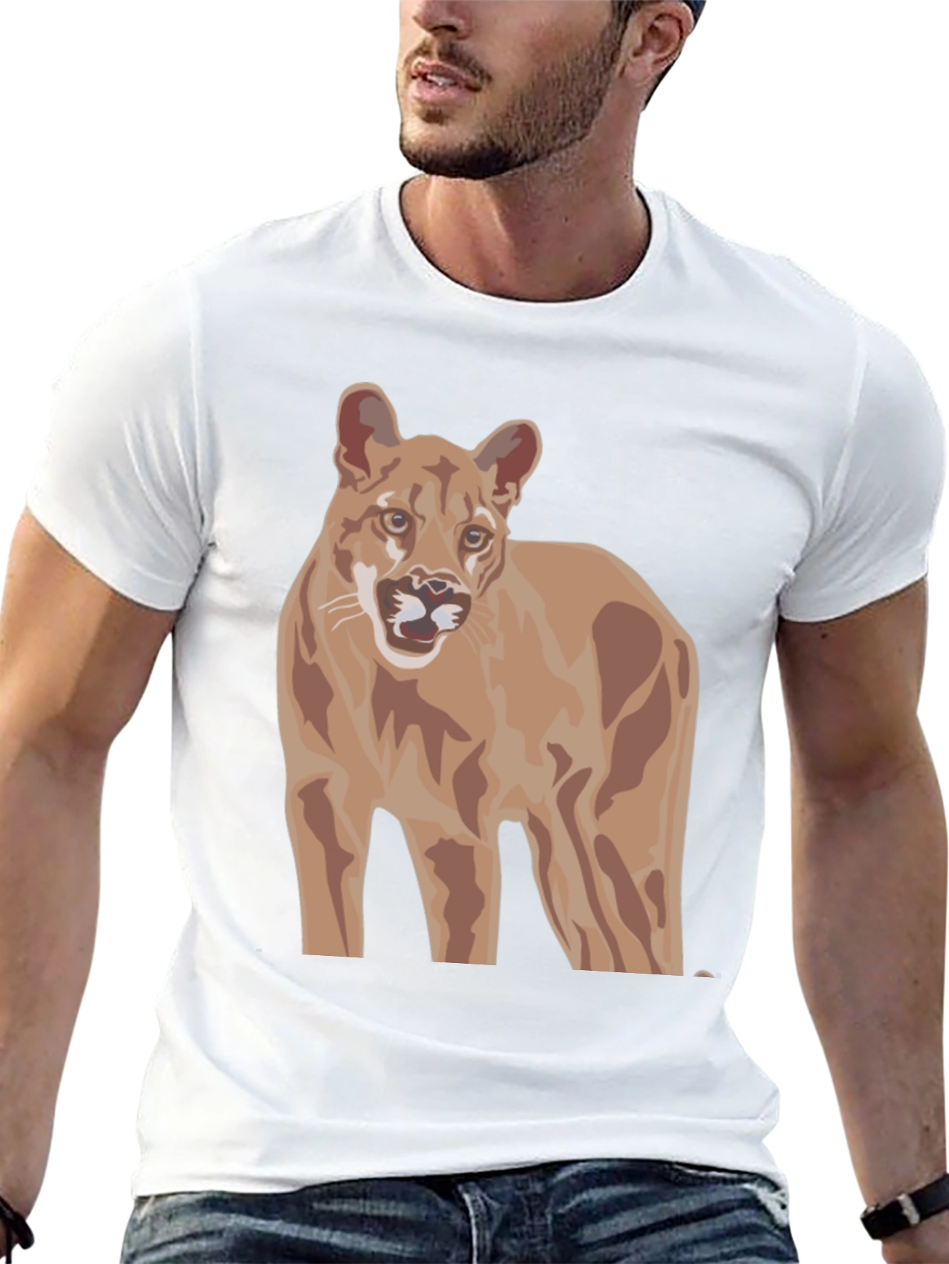 Black Cougar Graphic Tee -  Unisex Black T-Shirt view 13