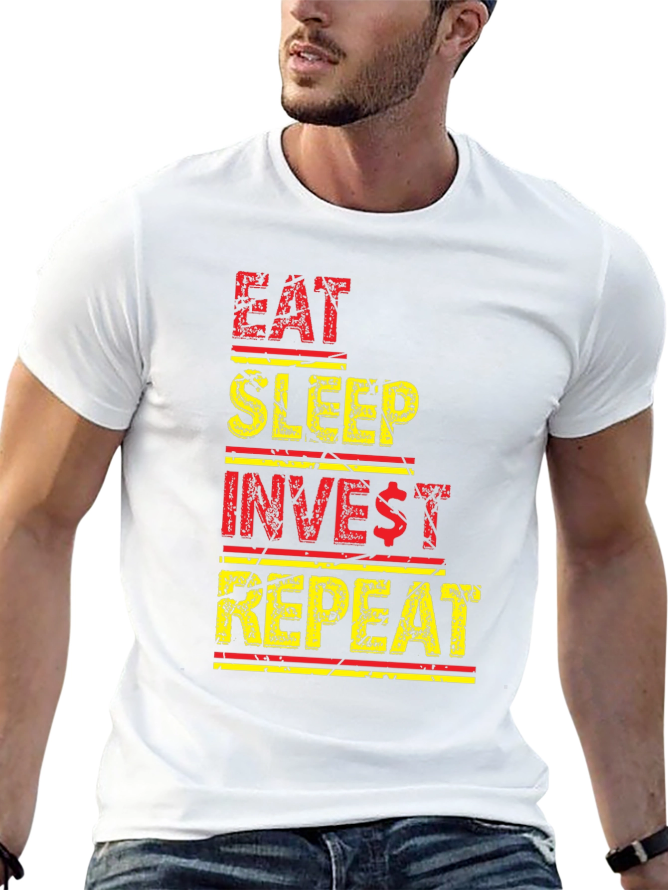 Black Eat Sleep Invest Repeat Black Graphic Tee view 13