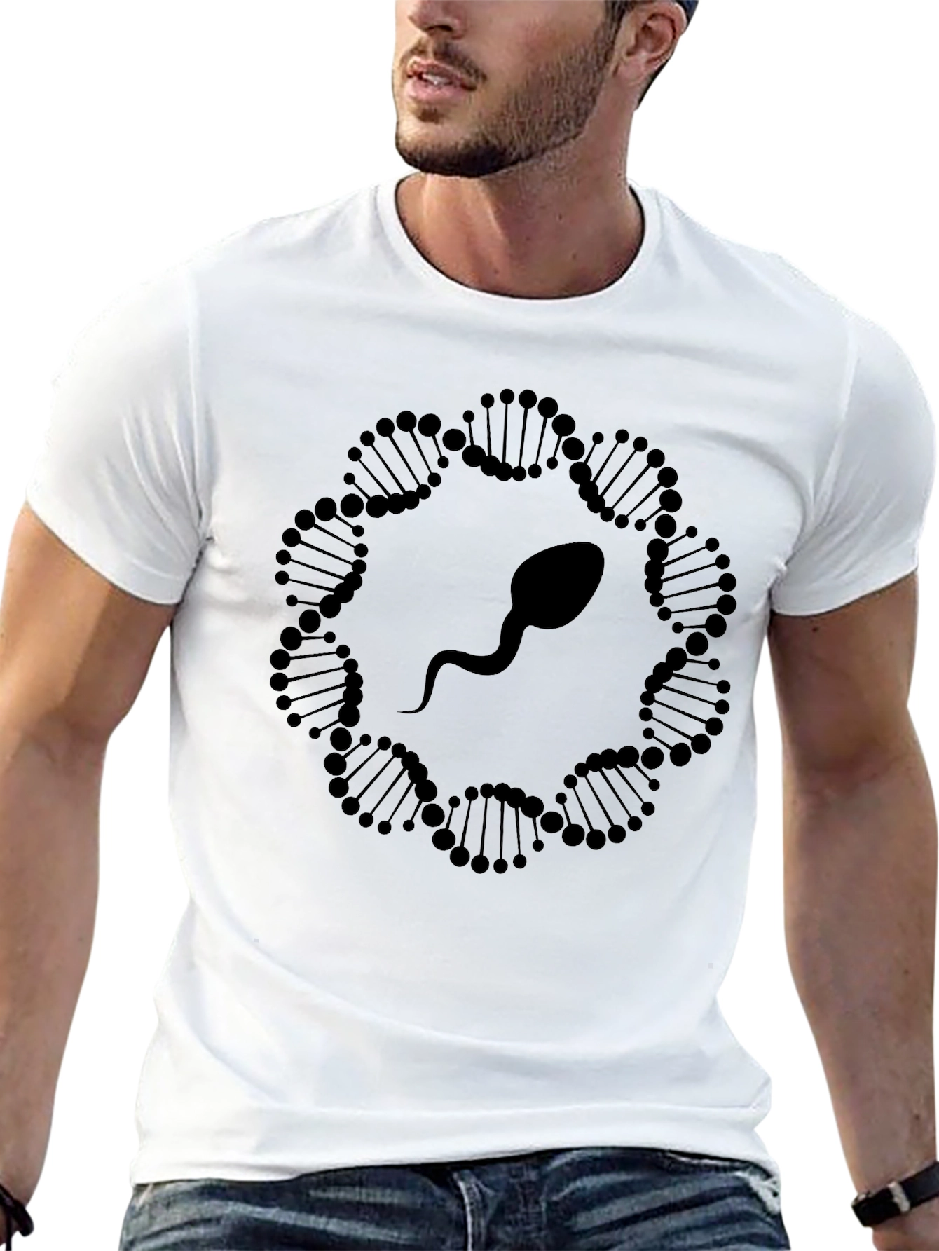 Black DNA Sperm Graphic T-Shirt - Black view 13