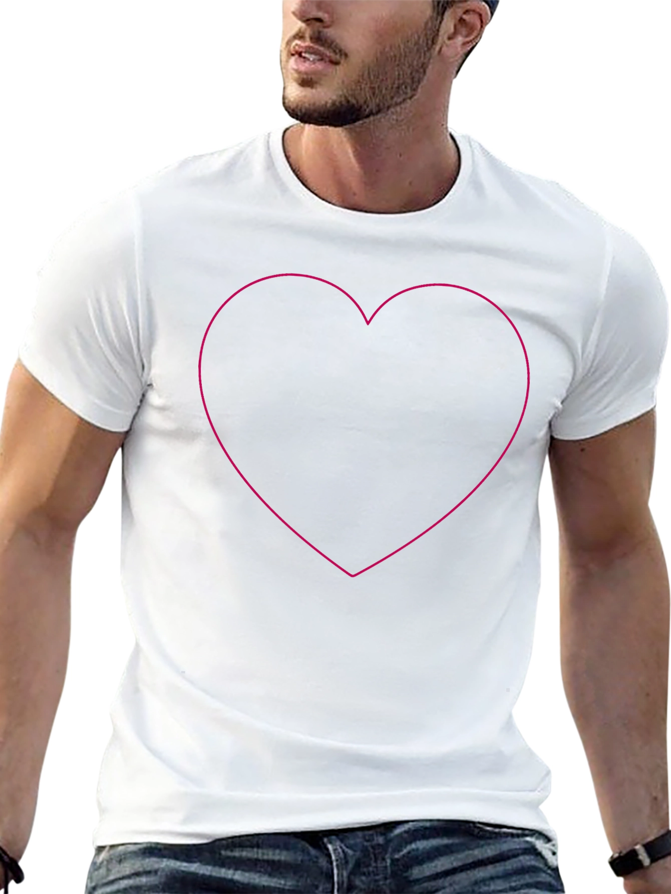 Black Black Heart Outline Tee - Stylish Graphic T-Shirt view 13