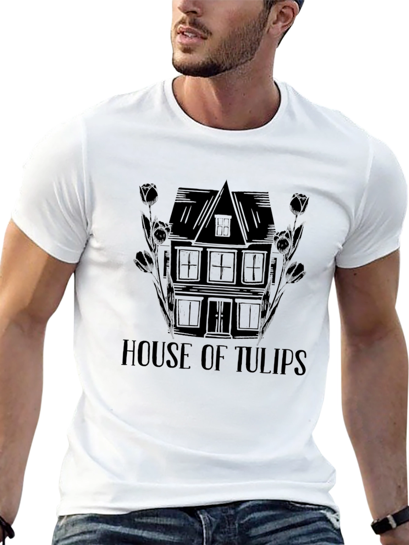 Black House of Tulips Graphic Tee - Black view 13