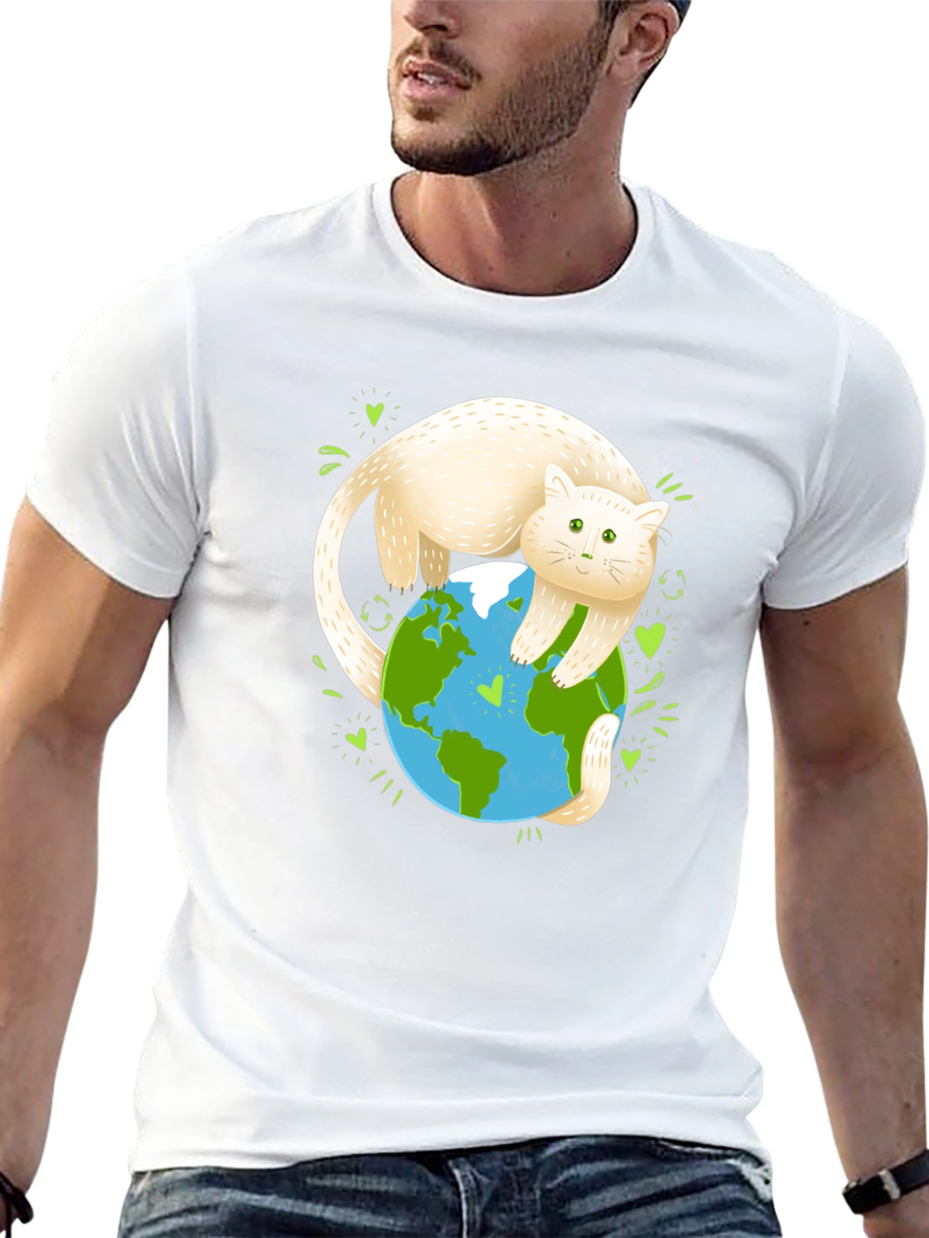 Black Cat Hugging Earth Graphic Tee view 13