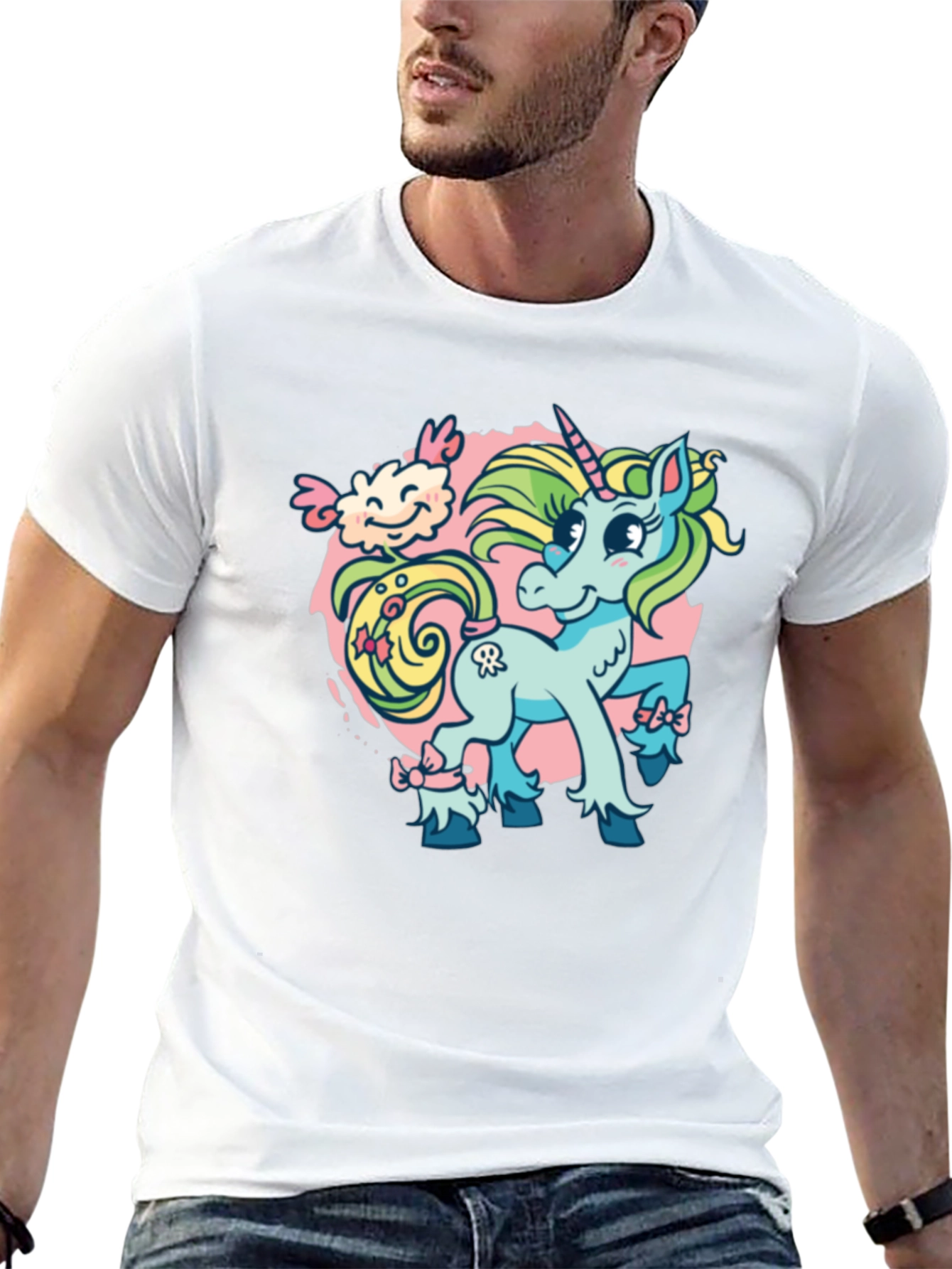 Black Unicorn Cartoon Graphic T-Shirt view 13